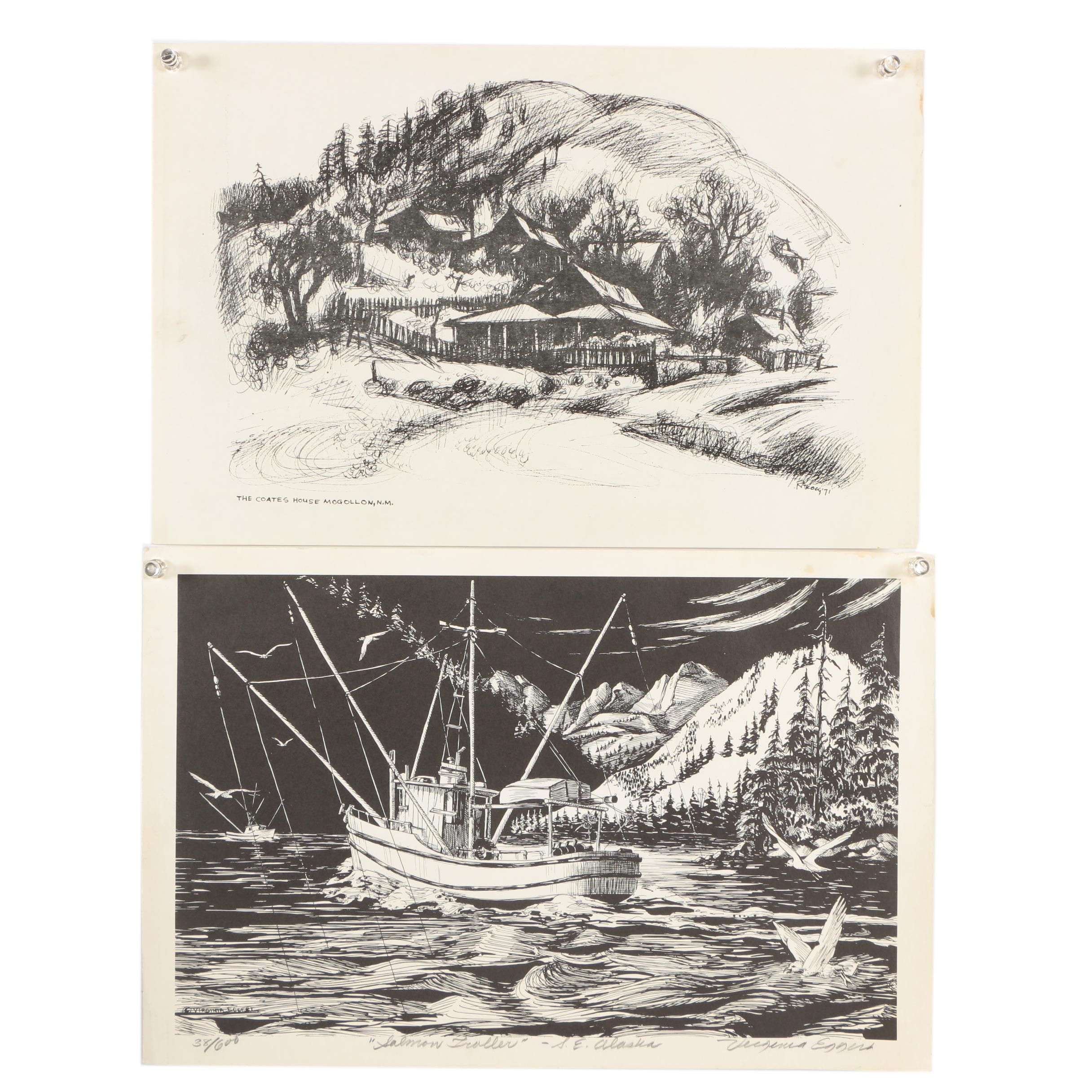 Lithographs Including Virginia Eggert's "Salmon Troller"