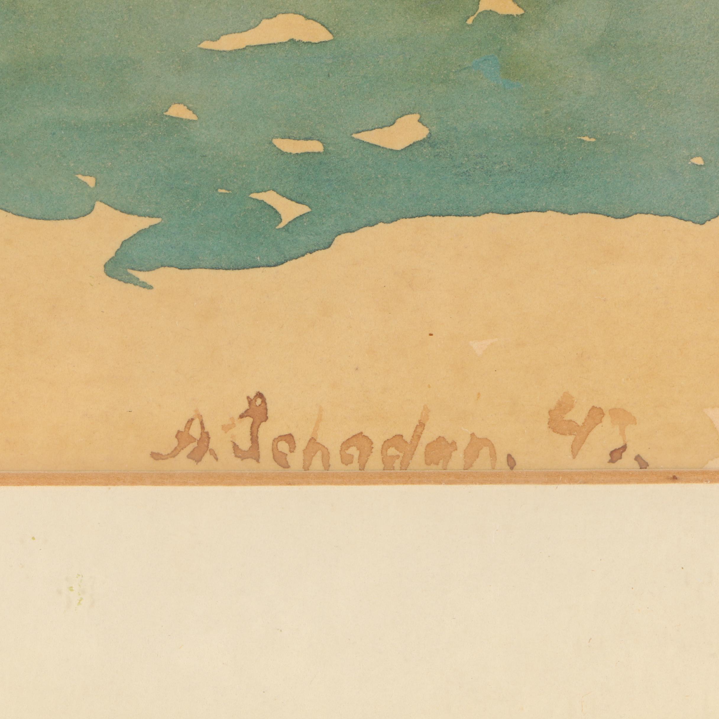 A. Schadan Watercolor of a Garden Gazebo