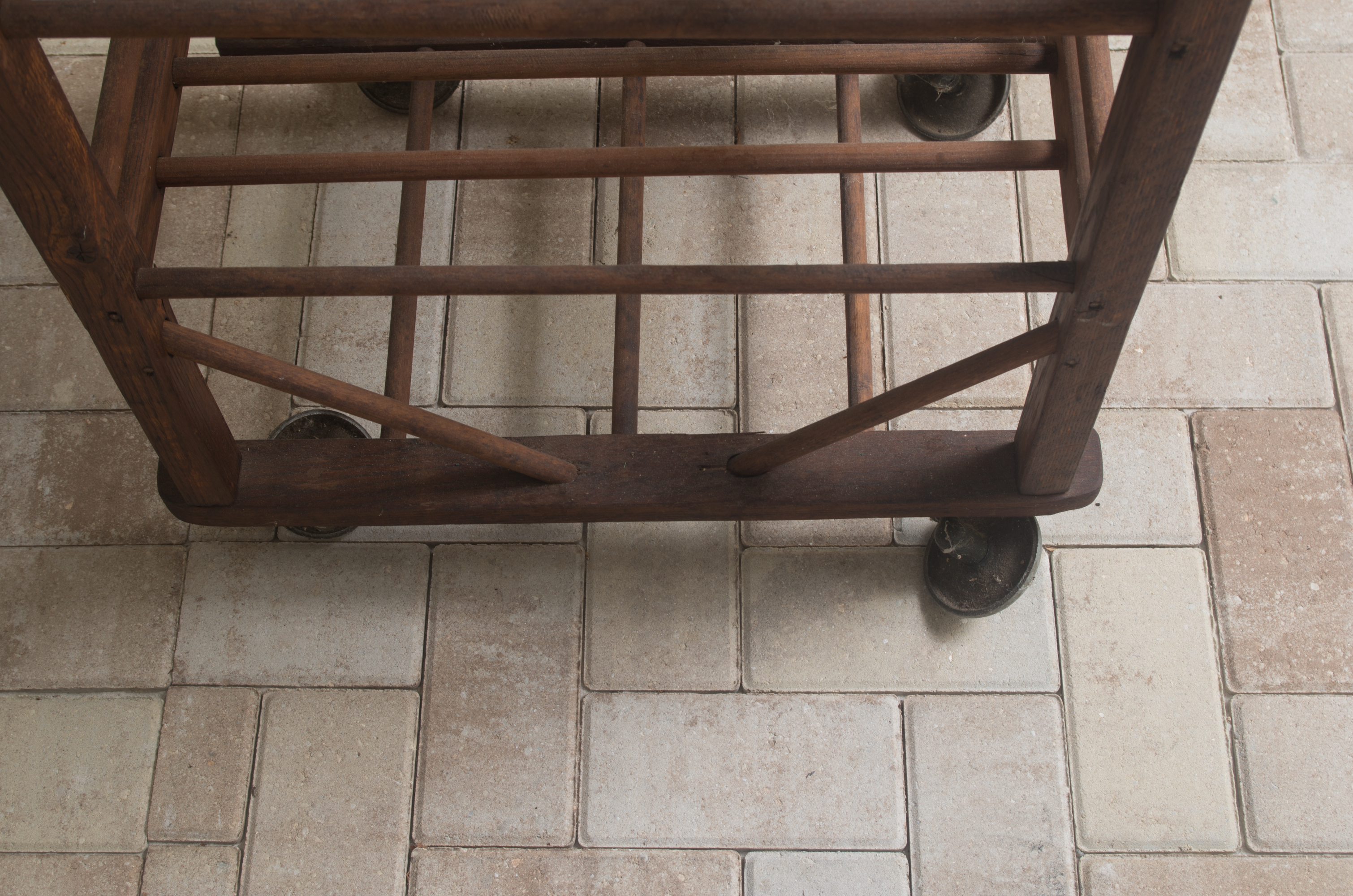 Wheeled Wooden Bakers Rack