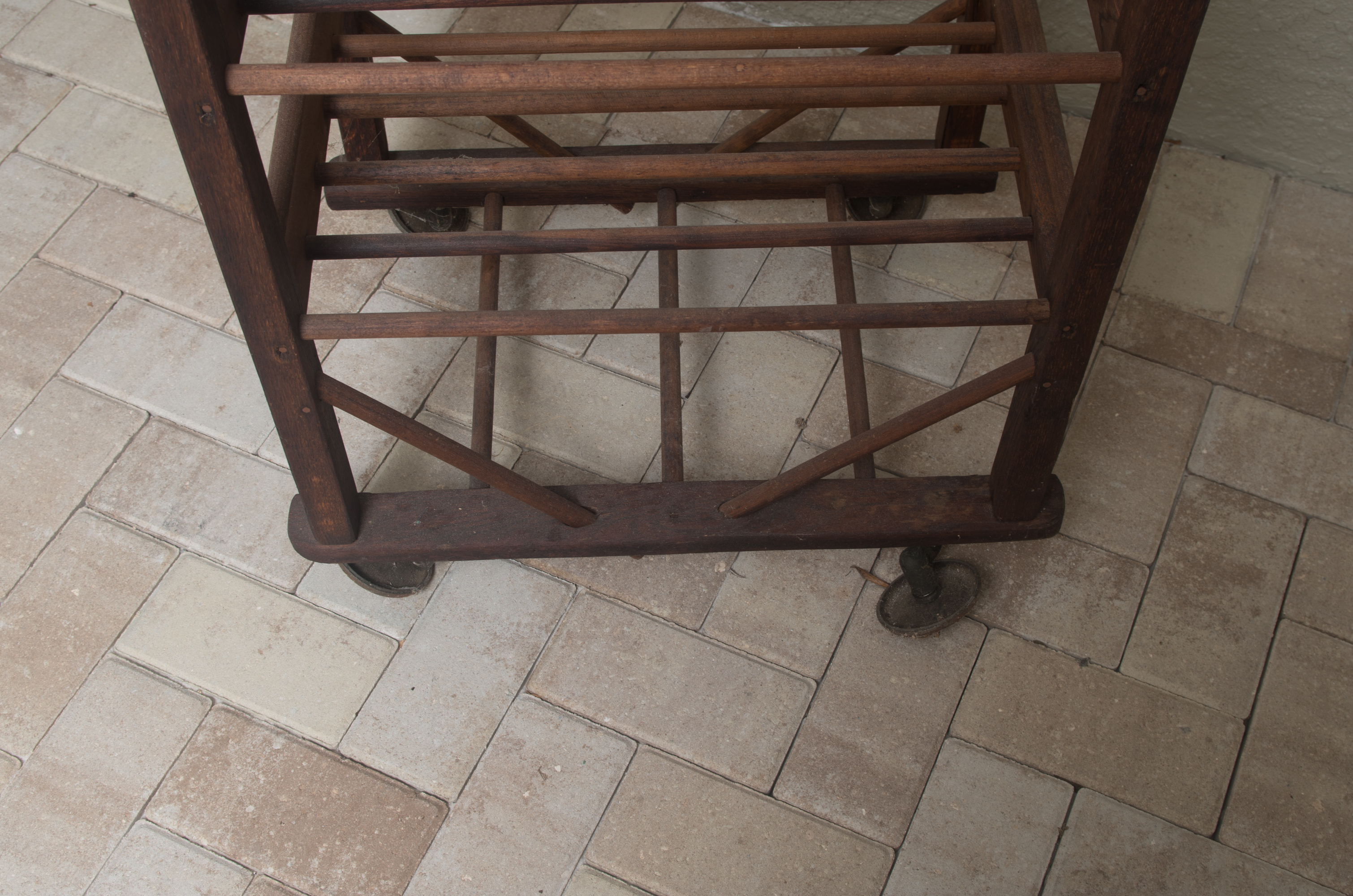 Wheeled Wooden Bakers Rack