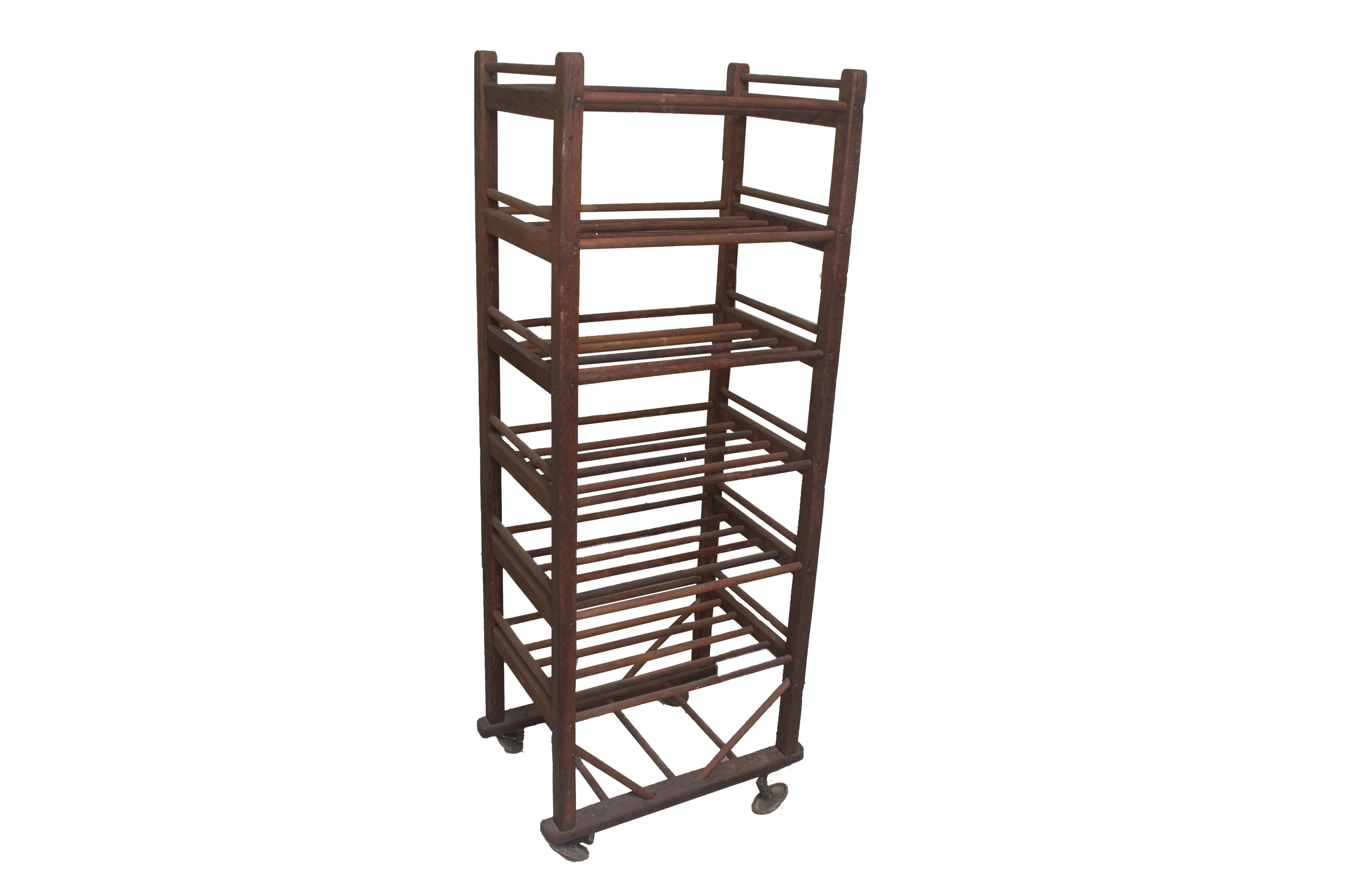 Wheeled Wooden Bakers Rack