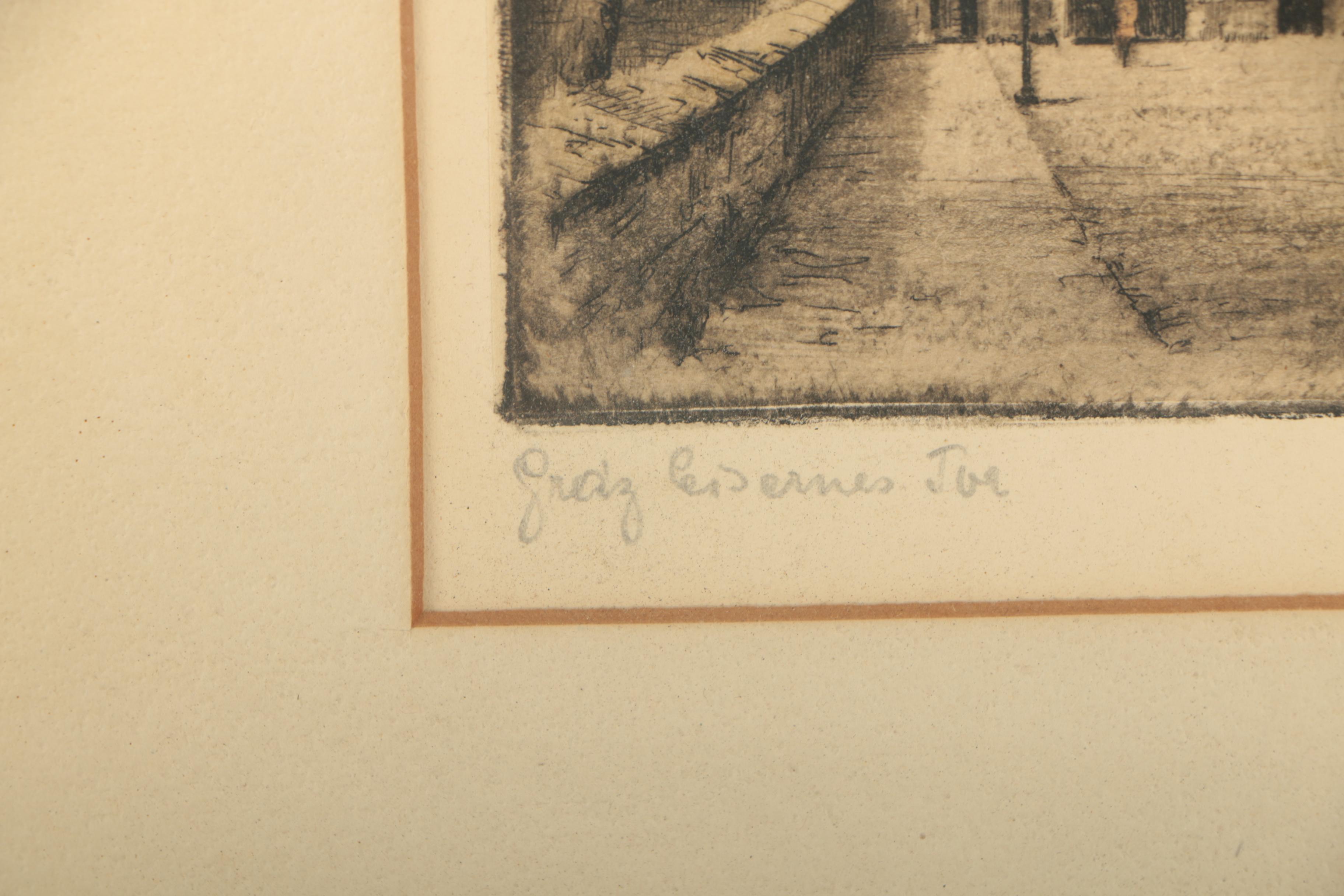 Color Etching of an European City