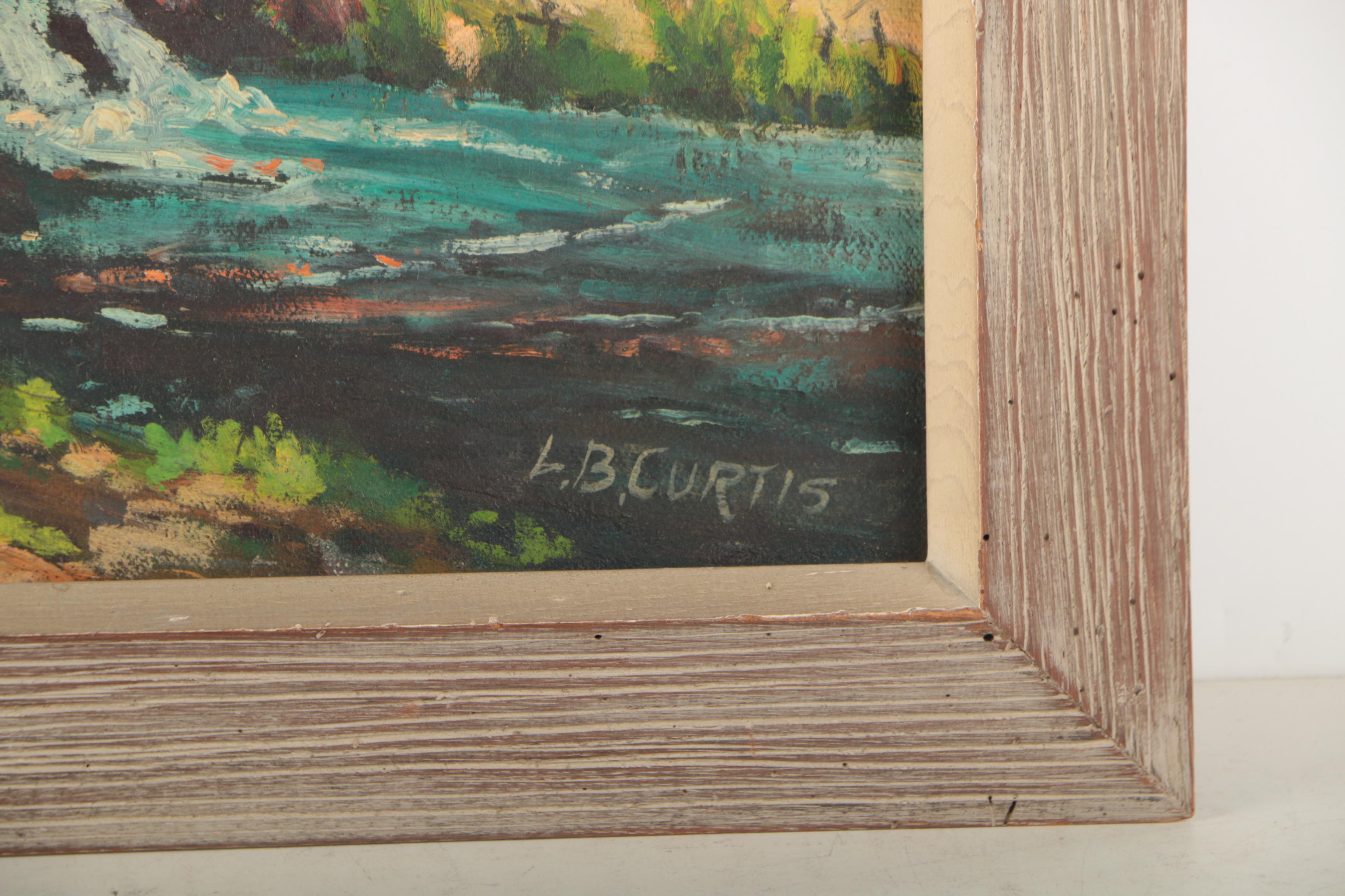 L.B. Curtis Oil Painting of a Creek Scene