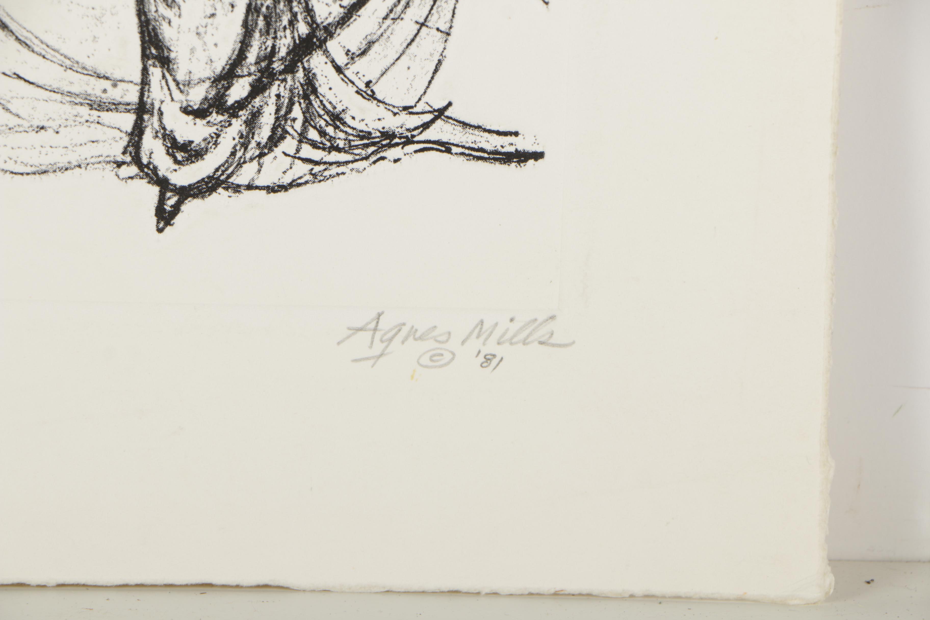 Agnes Mills Embossed Offset Lithographic Print "Welcome!"