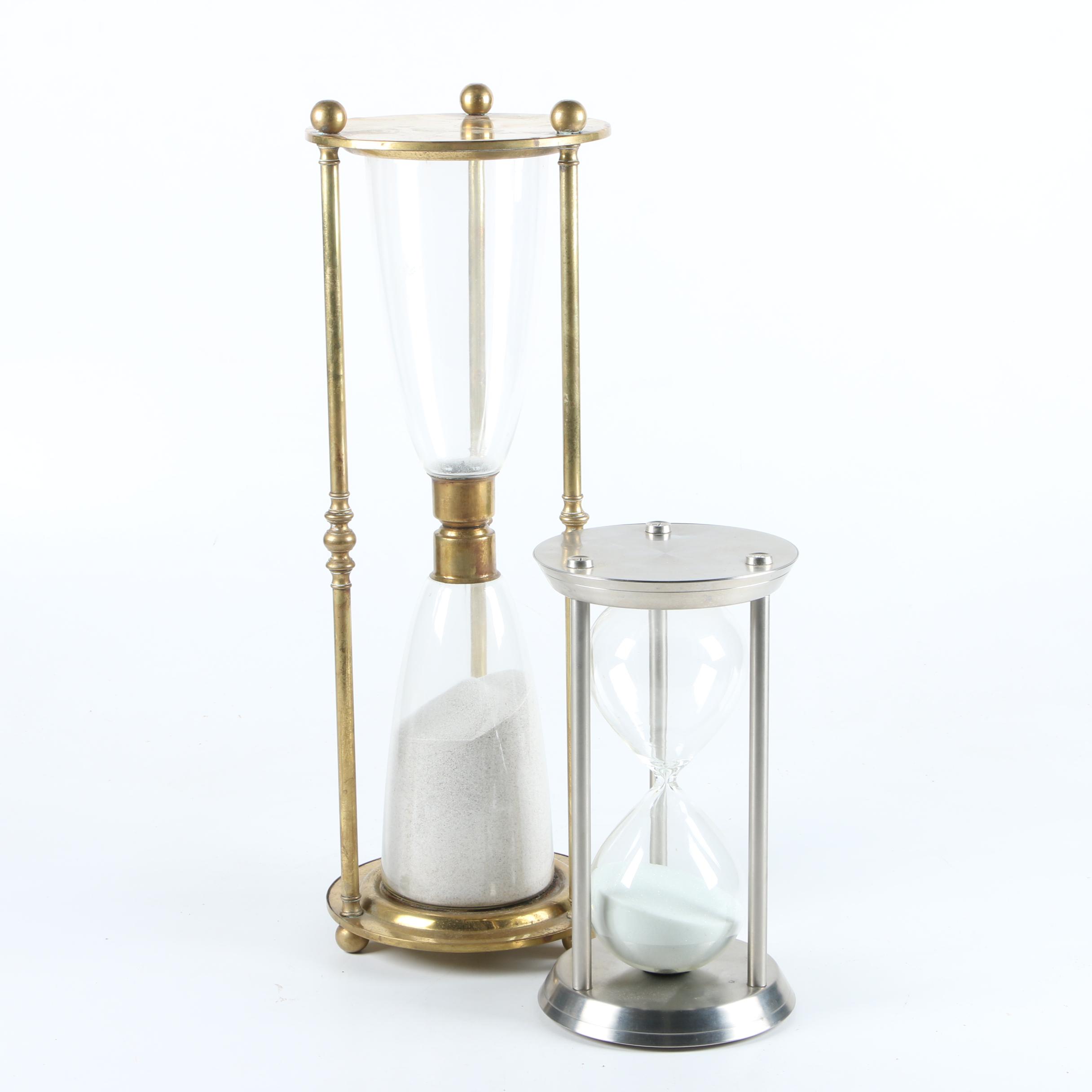 Brass and Chrome Tone Chassis Hourglasses