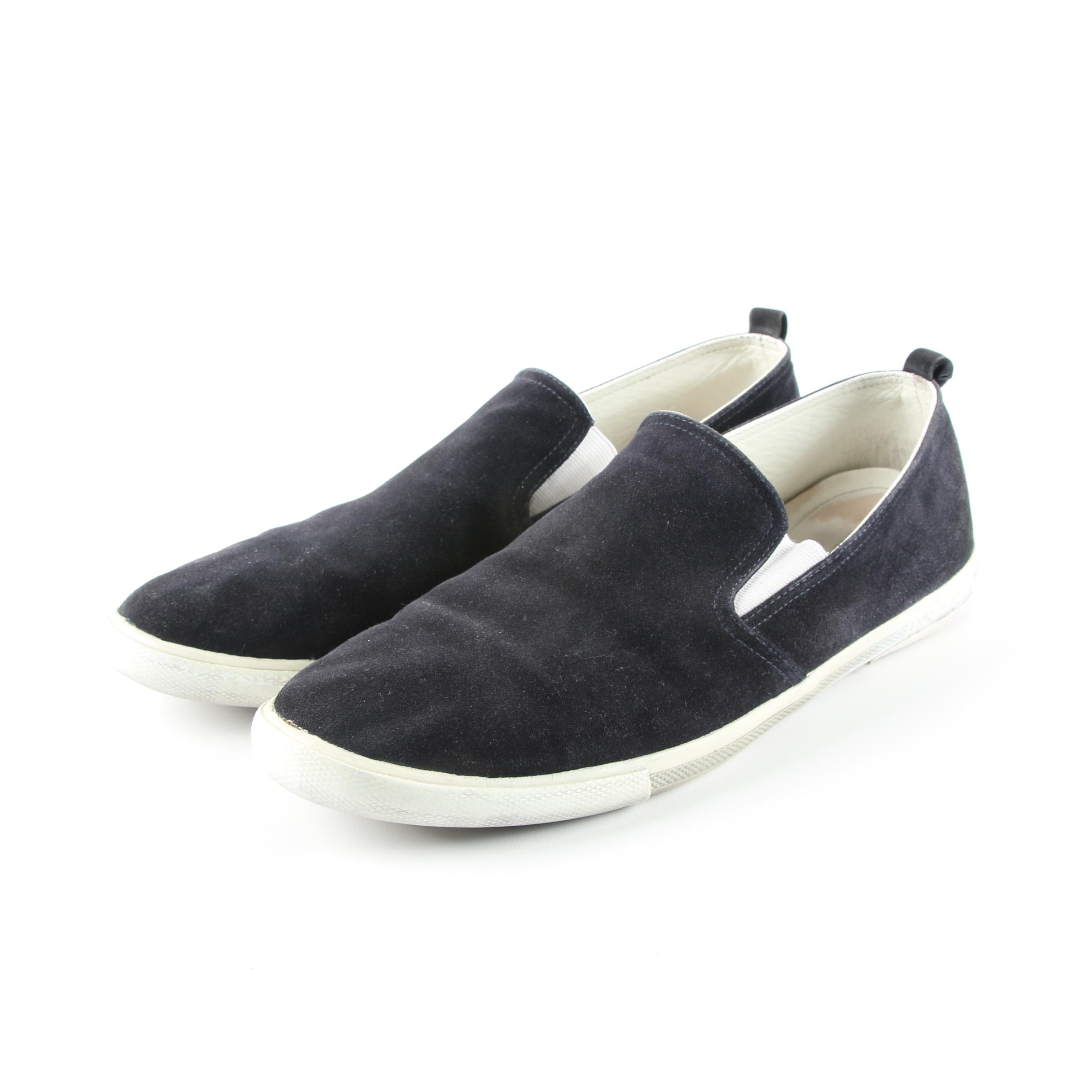 Men's Prada Black Suede Slip-On Shoes