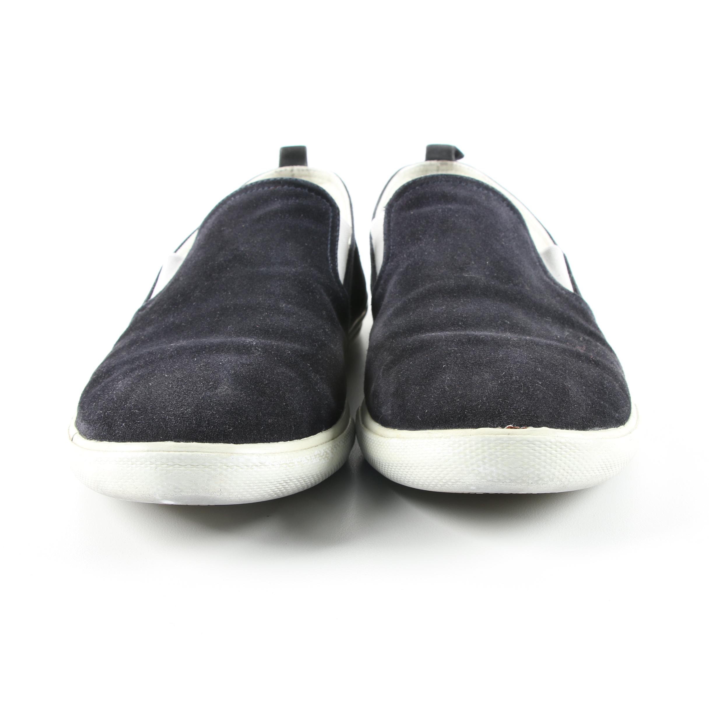 Men's Prada Black Suede Slip-On Shoes