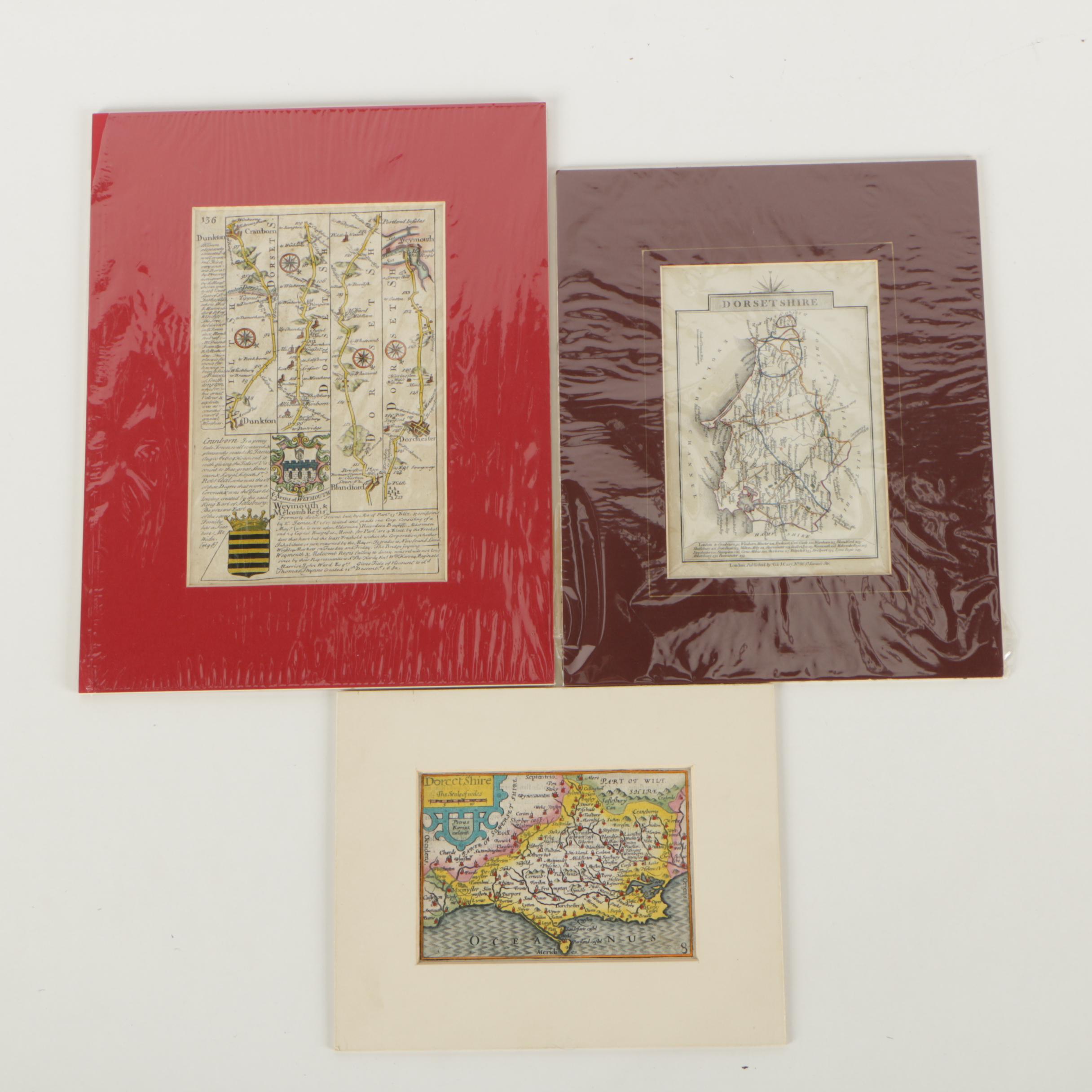 Antique Engraved Maps of Locations in France and England