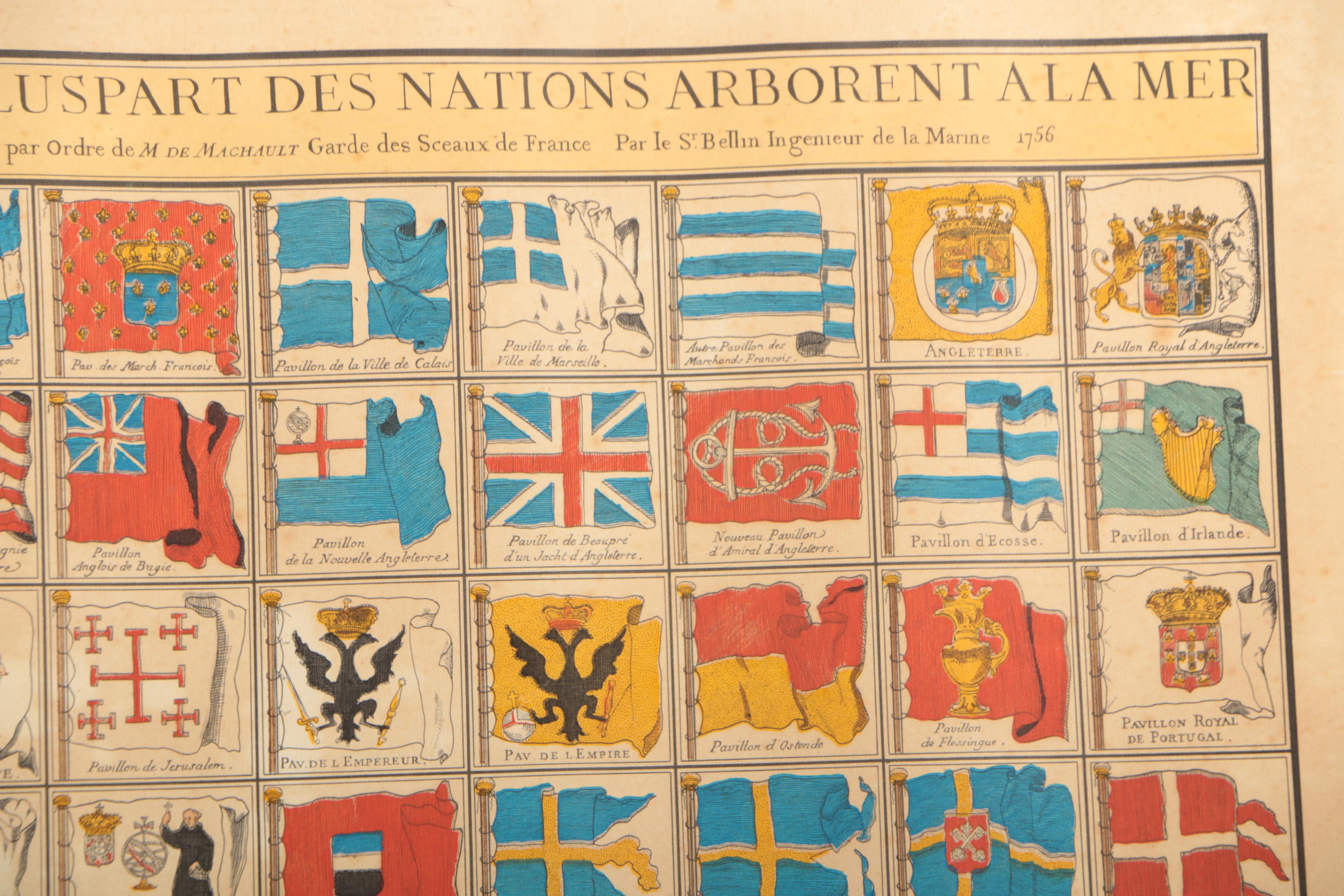 Engraving of Atlas Map of Baltic States and Engraving of World Flags