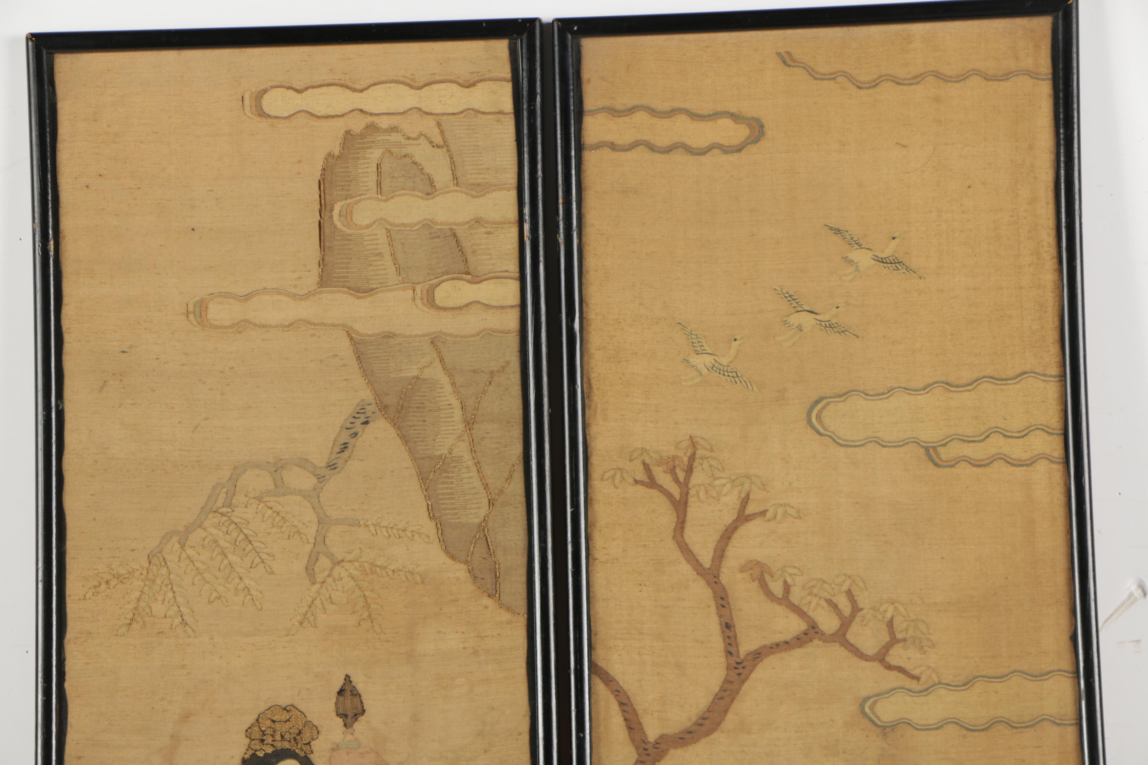 Embellished Chinese Silk Embroideries of Figures