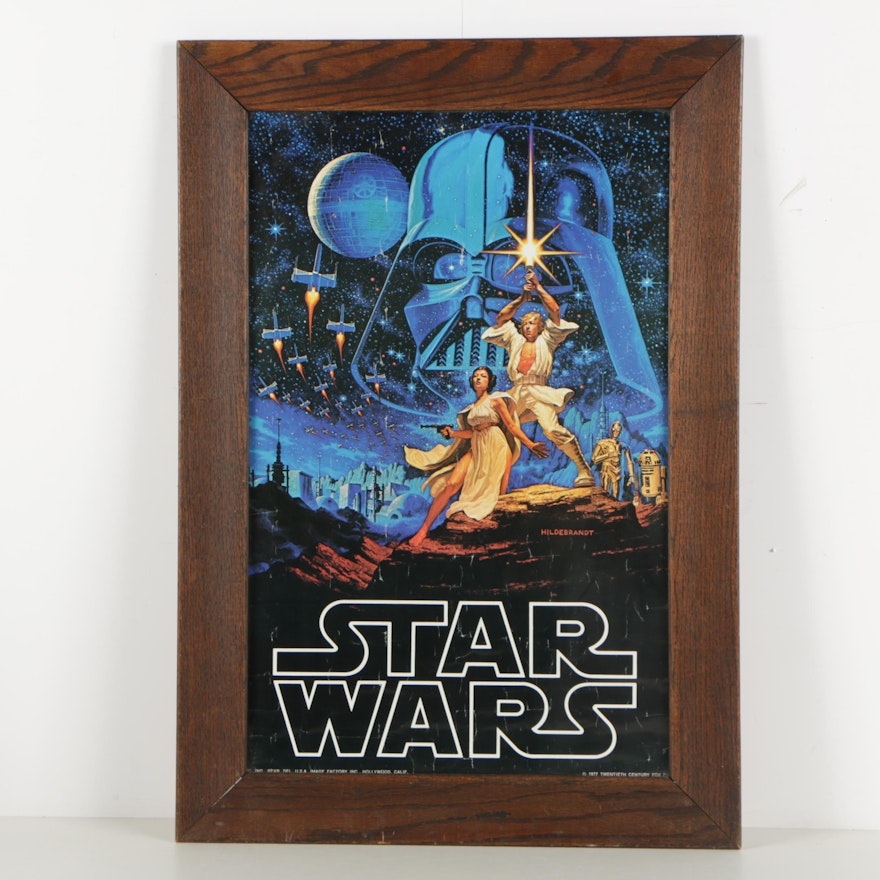 1977 "Star Wars" Poster by Greg and Tim Hildebrandt in Wooden Frame