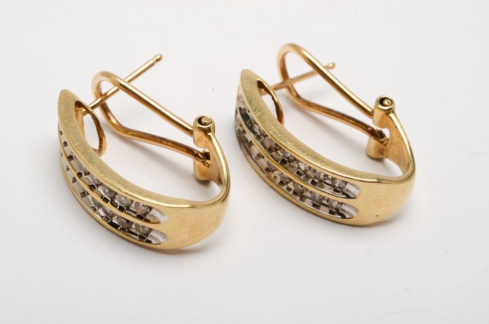 Samuel Aaron 10K Yellow Gold Diamond Earrings