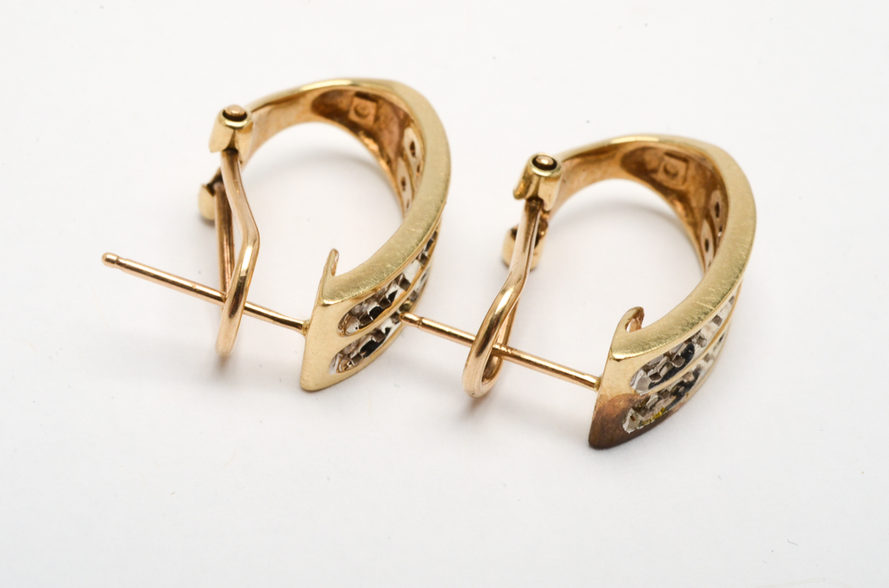 Samuel Aaron 10K Yellow Gold Diamond Earrings