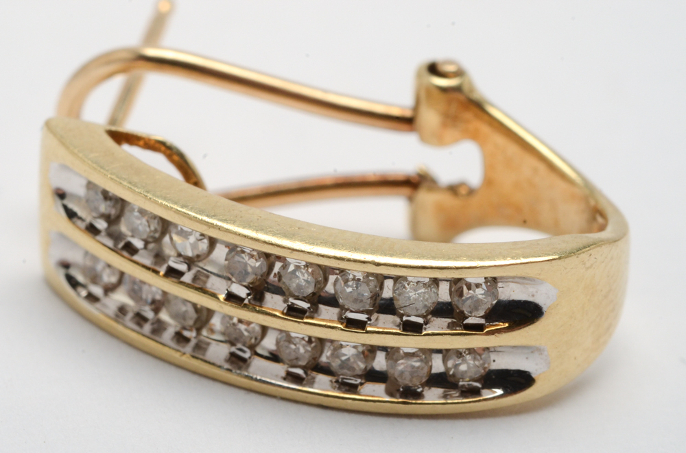 Samuel Aaron 10K Yellow Gold Diamond Earrings