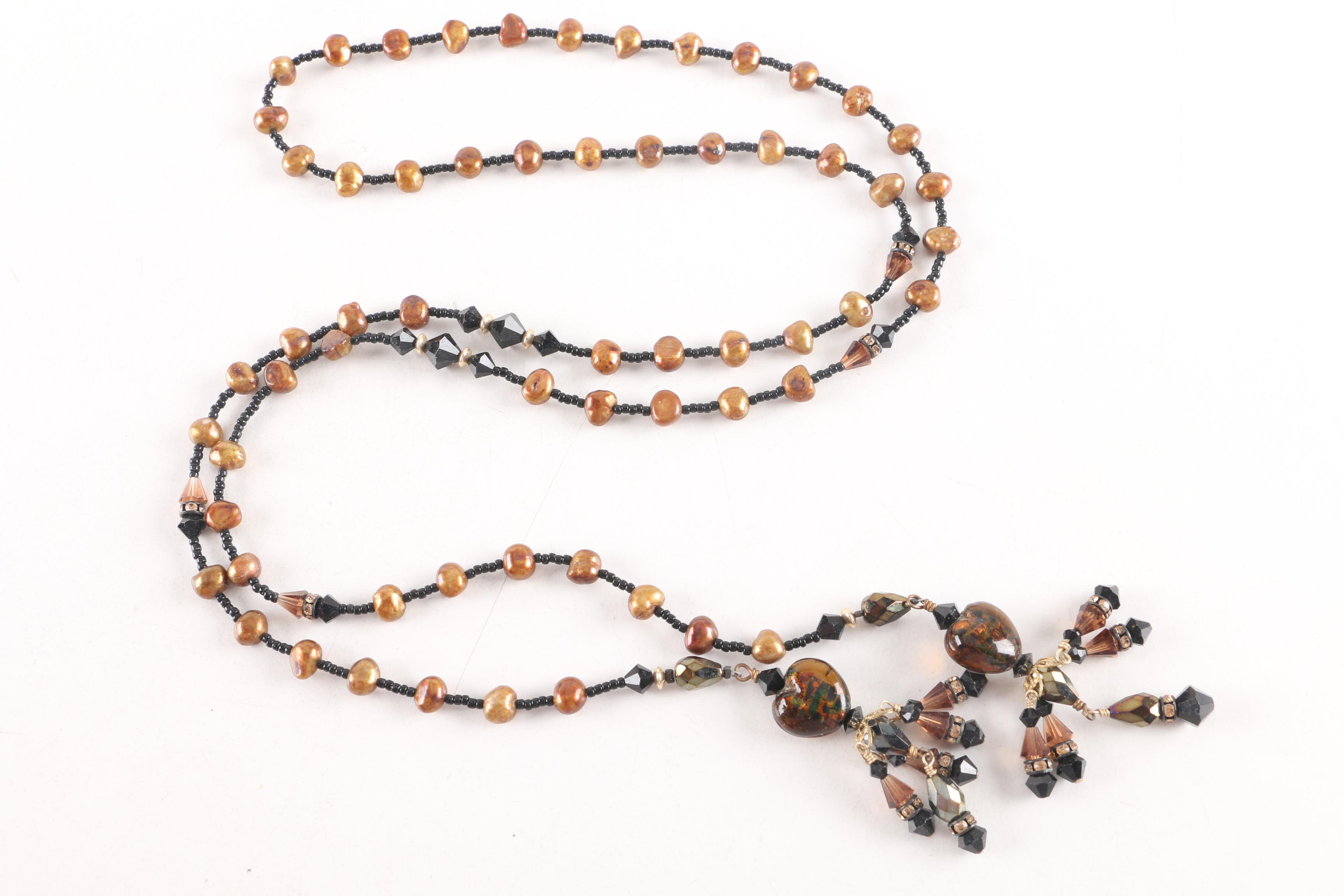 Collection of Necklaces and Earrings Including Cinnabar and Sterling Silver