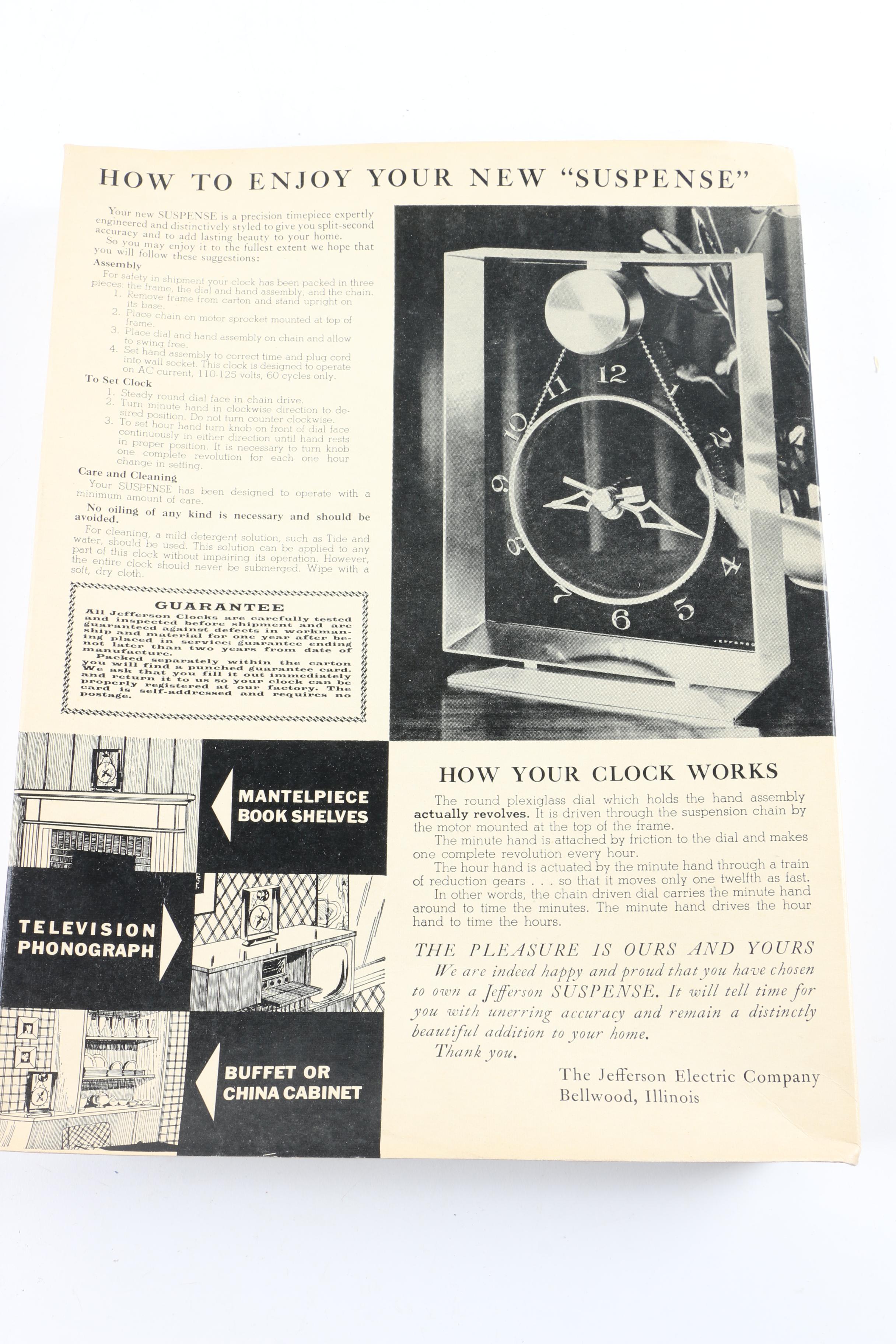 Jefferson Suspense Electric Clock