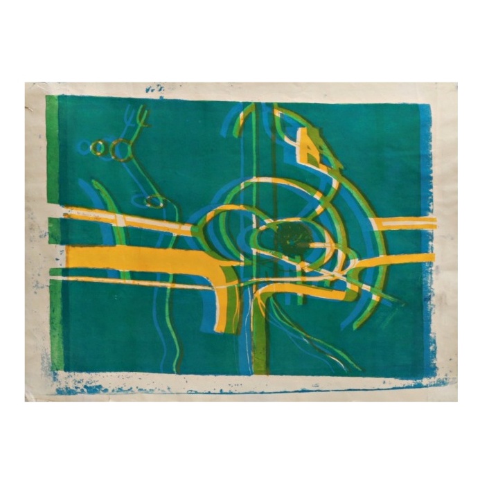 Siramdasu Venkata Rama Rao 1965 Abstract Relief Monoprint on Paper