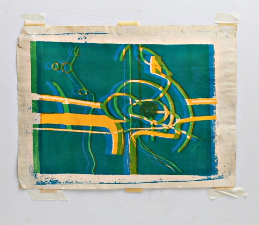 Siramdasu Venkata Rama Rao 1965 Abstract Relief Monoprint on Paper