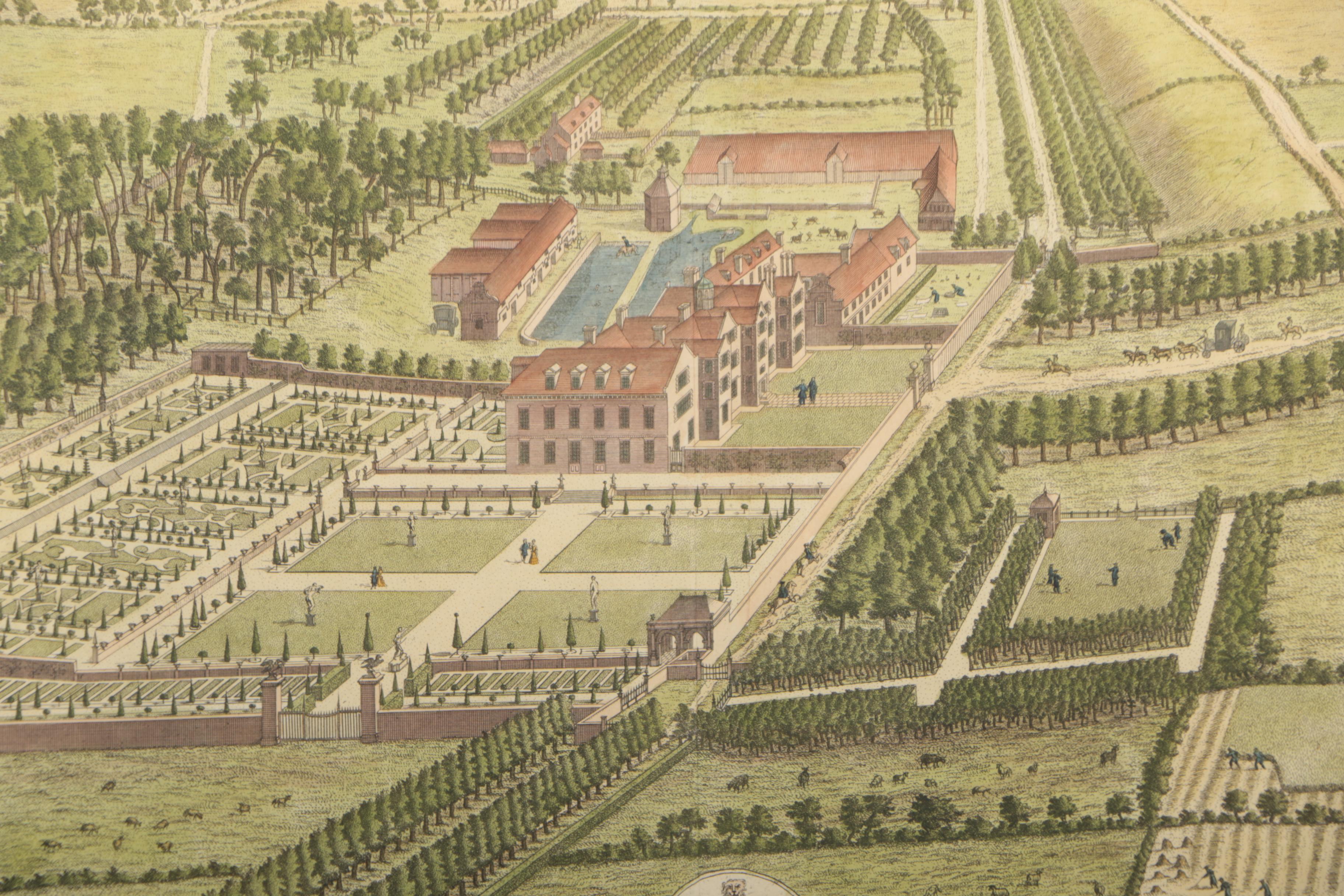 John Harris Hand-Colored Engraving "Deane the Seat of Sr Henry Oxenden Bart."