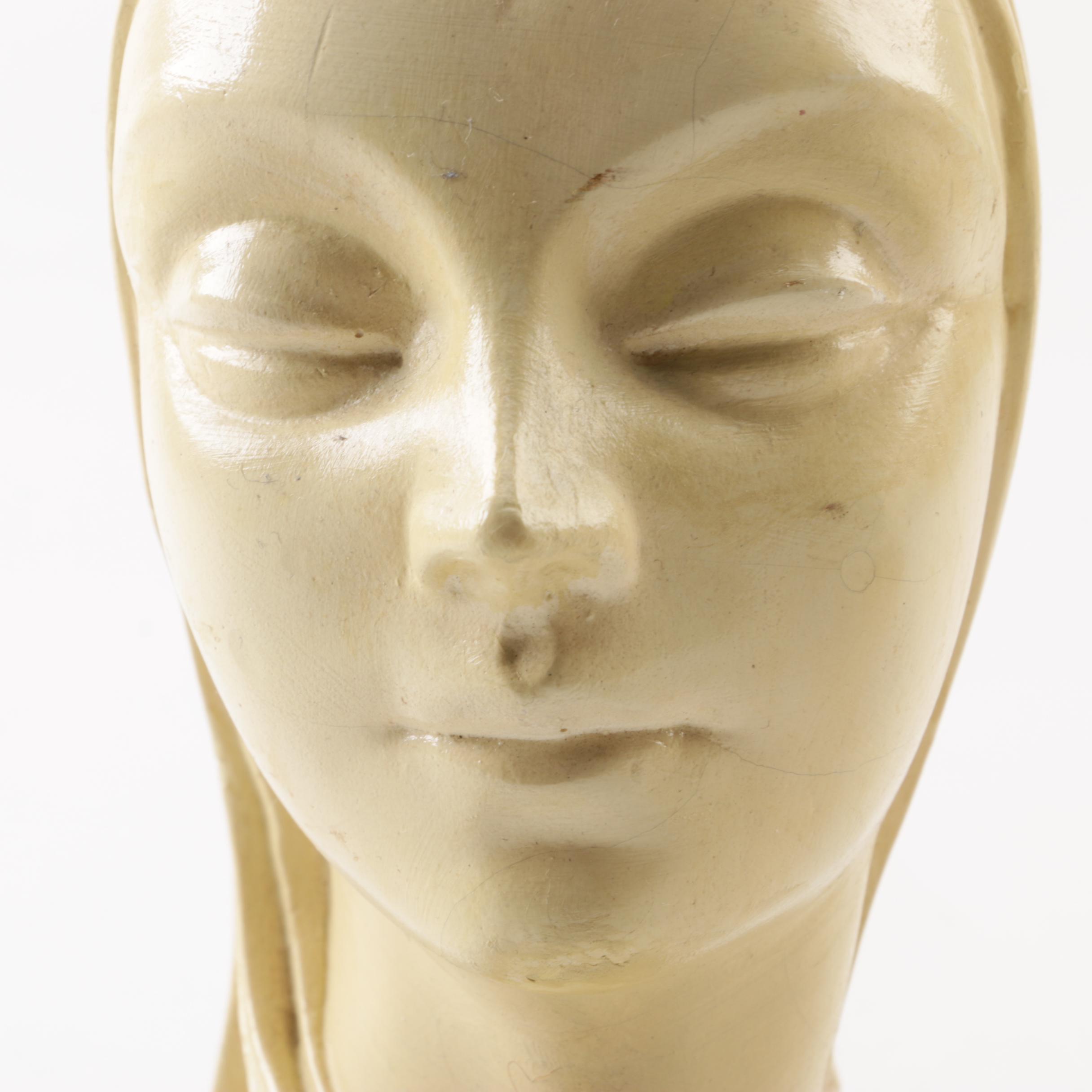 Ceramic Art Deco Style Lady Head Bookends