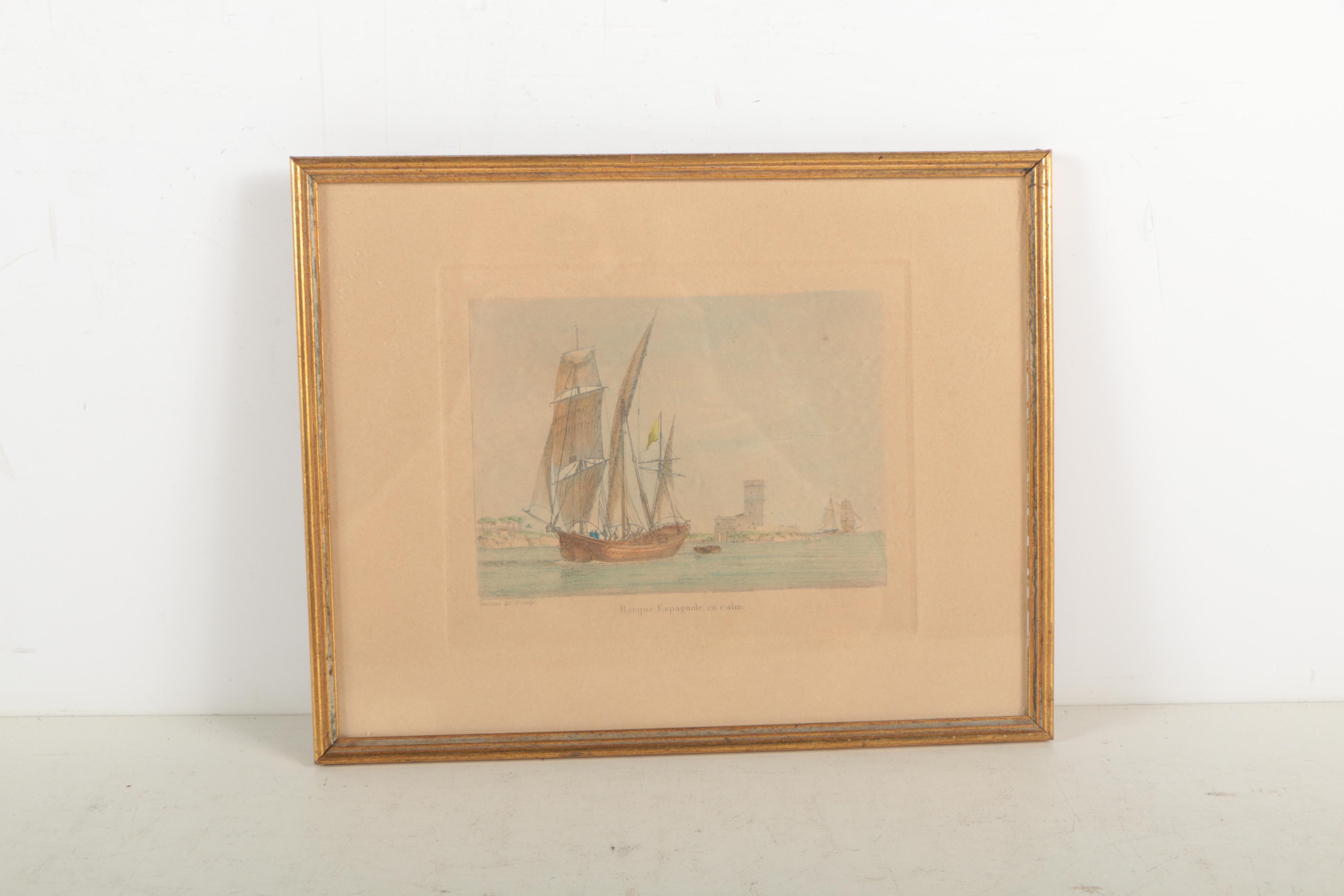 Baugean Etchings of Ships at Sea