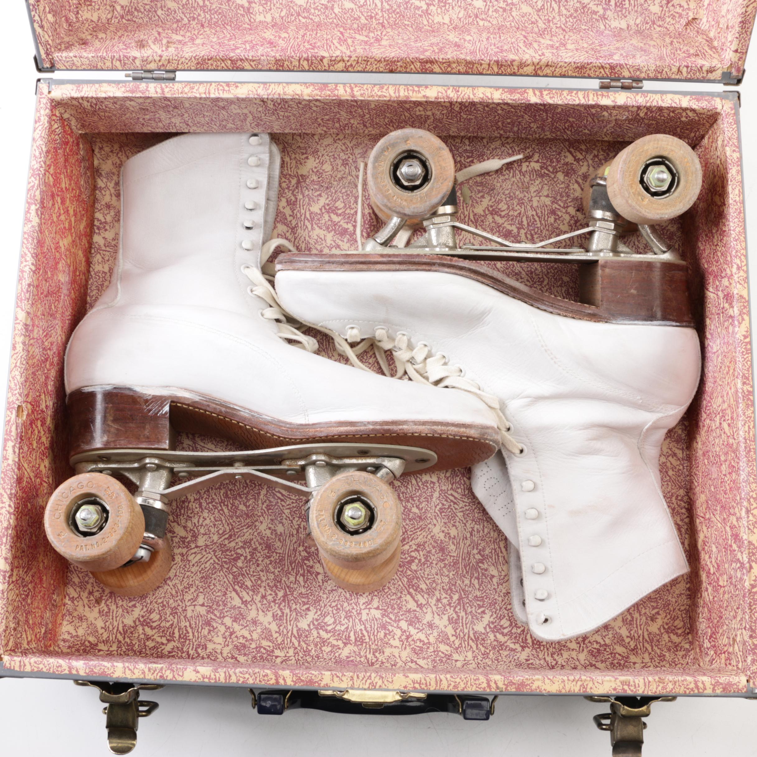 Vintage Chicago Women's Roller Skates with Case