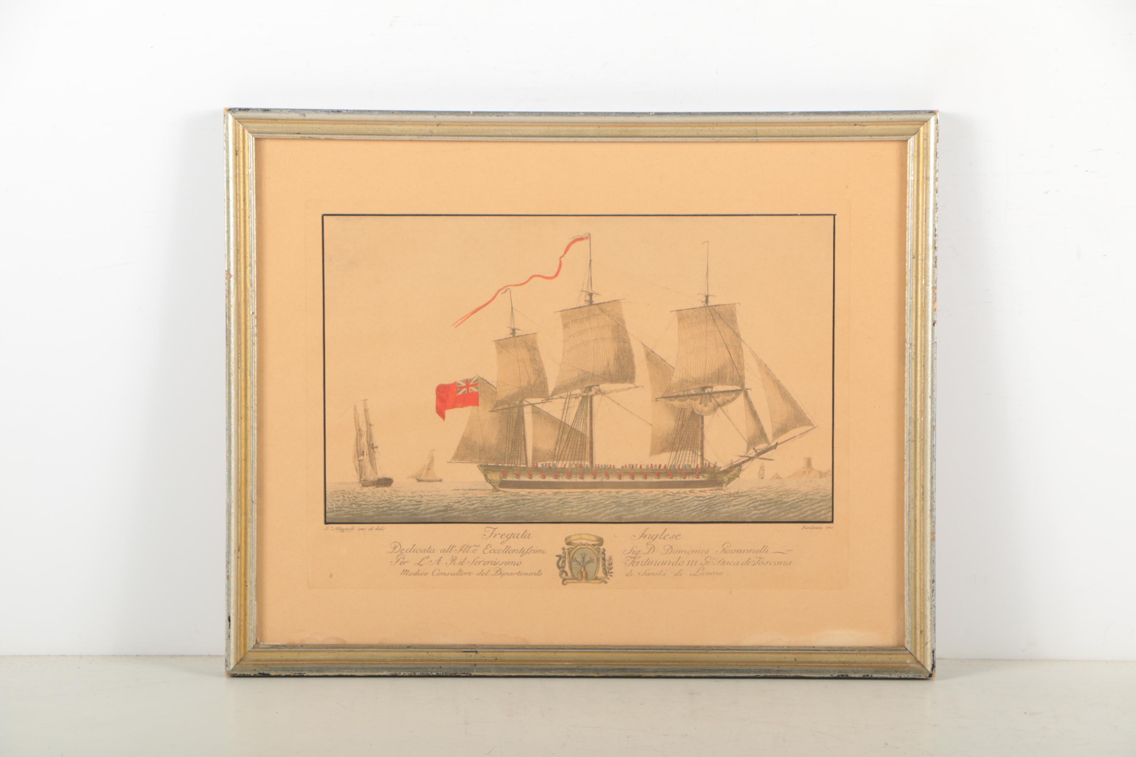 Hand-Colored Rotogravures of Ships