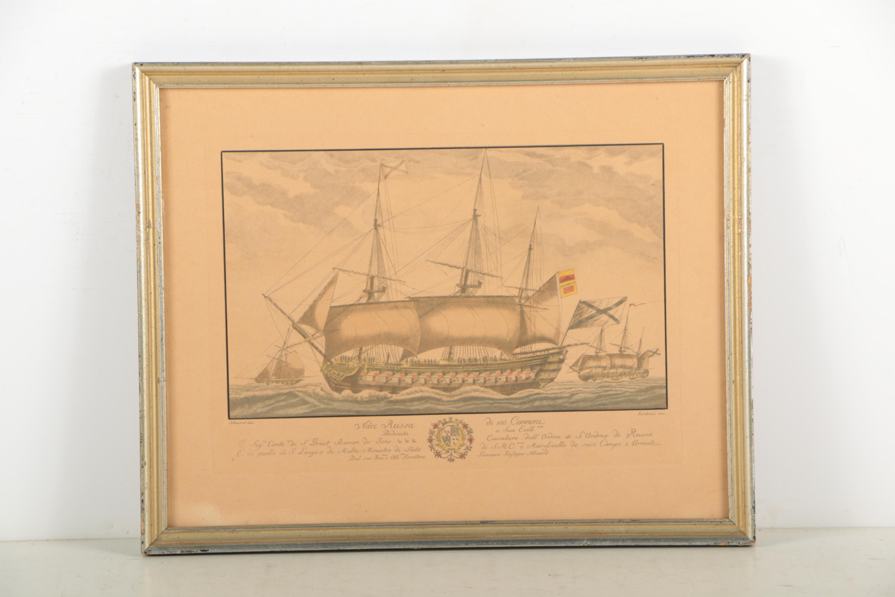 Hand-Colored Rotogravures of Ships