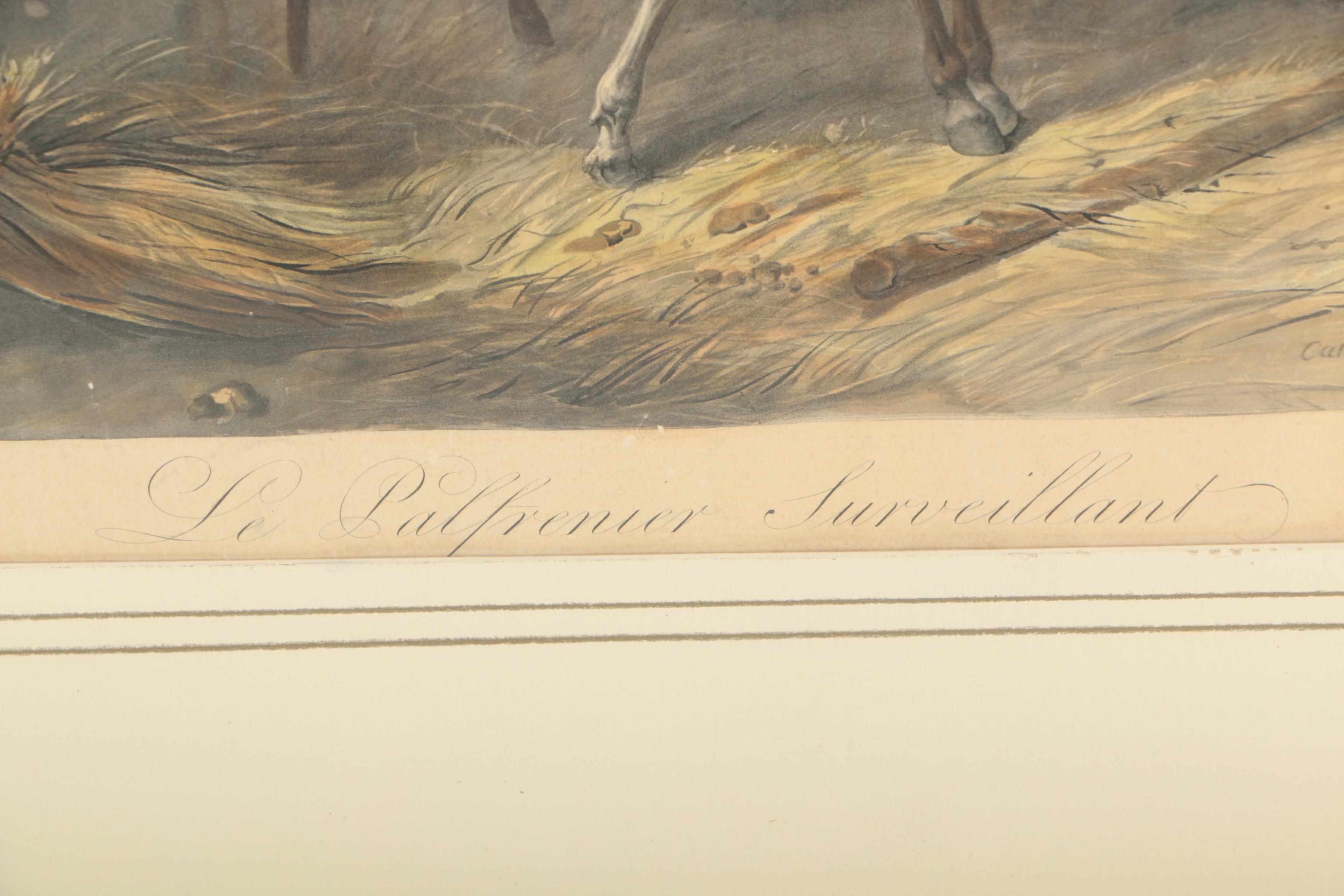 Color Engraving After Carle Vernet "Le Palefrenier Surveillant"