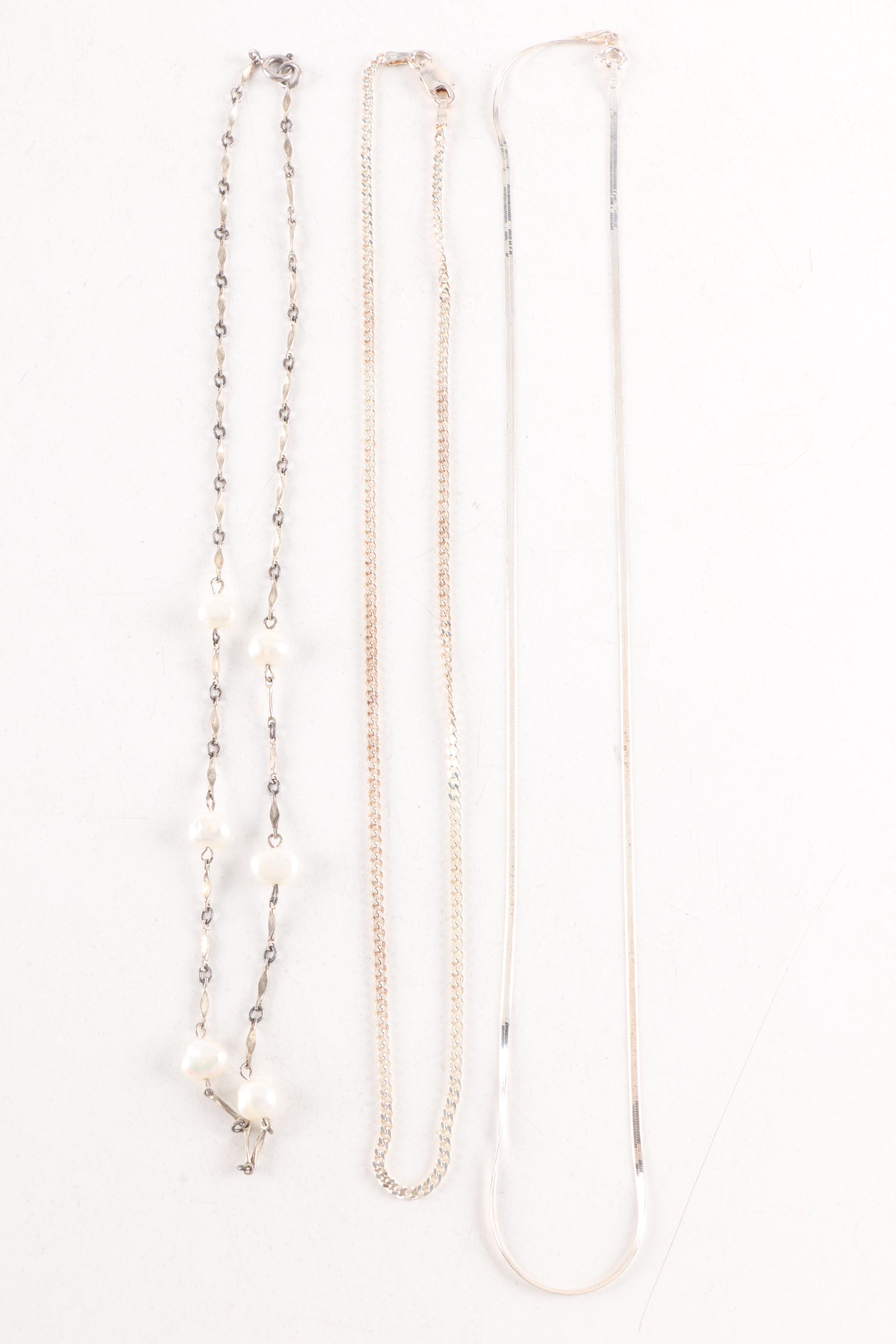 Sterling Silver Jewelry Collection Including Turquoise and Cultured Pearls