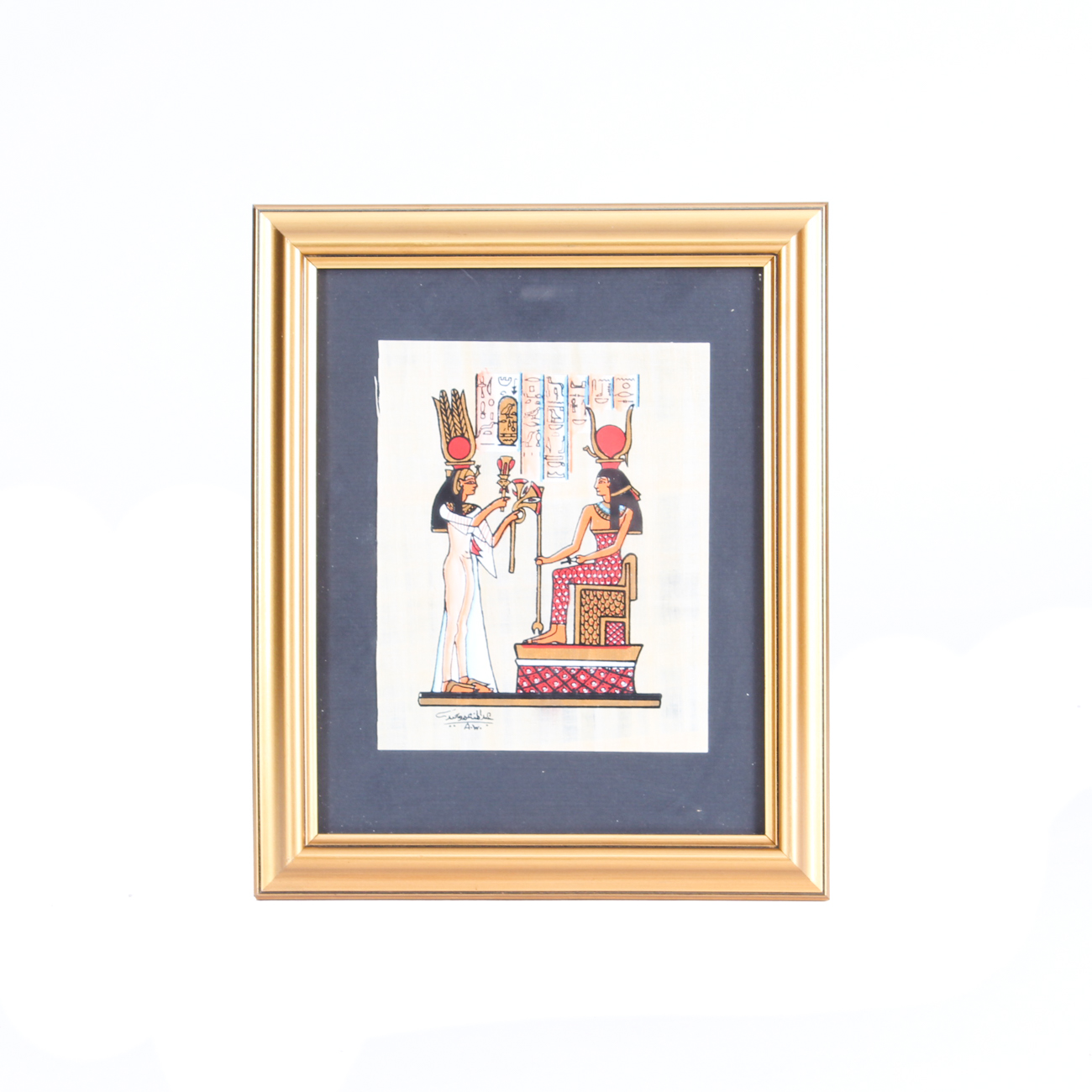 Reproduction of Ancient Egyptian Goddess Isis and Queen Nefertari on Papyrus