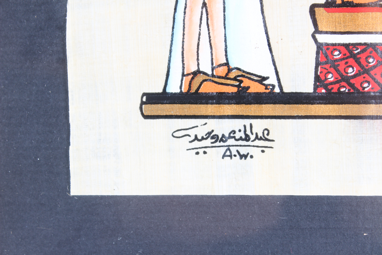 Reproduction of Ancient Egyptian Goddess Isis and Queen Nefertari on Papyrus