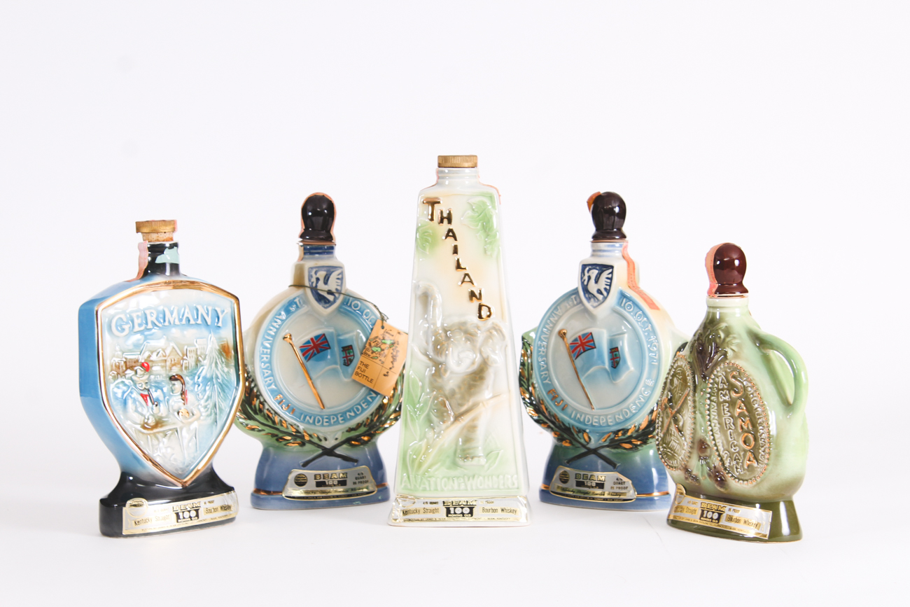 Vintage James Beam Ceramic World Country Decanters