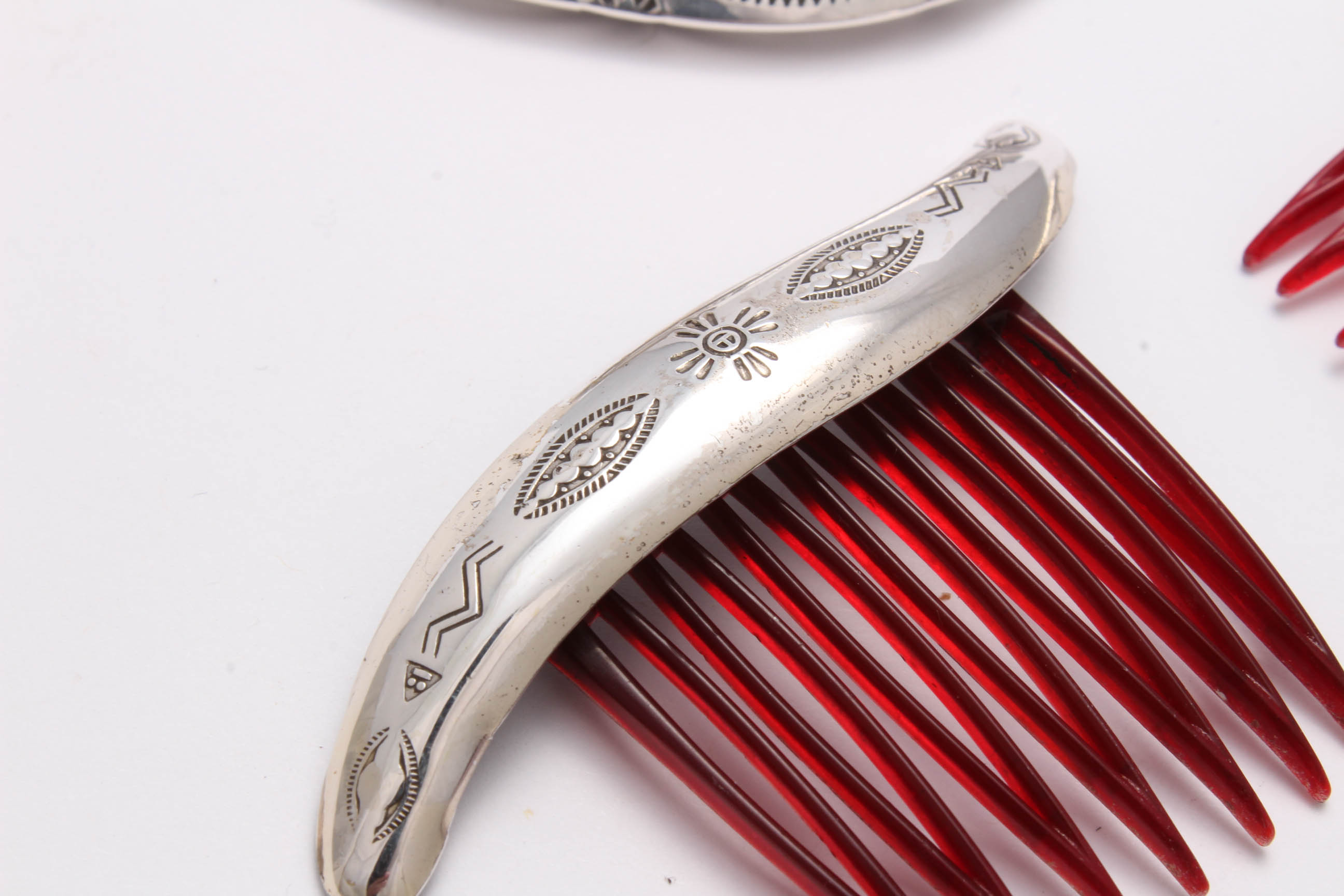 Sterling Silver Southwest Style Bracelet and Hair Combs