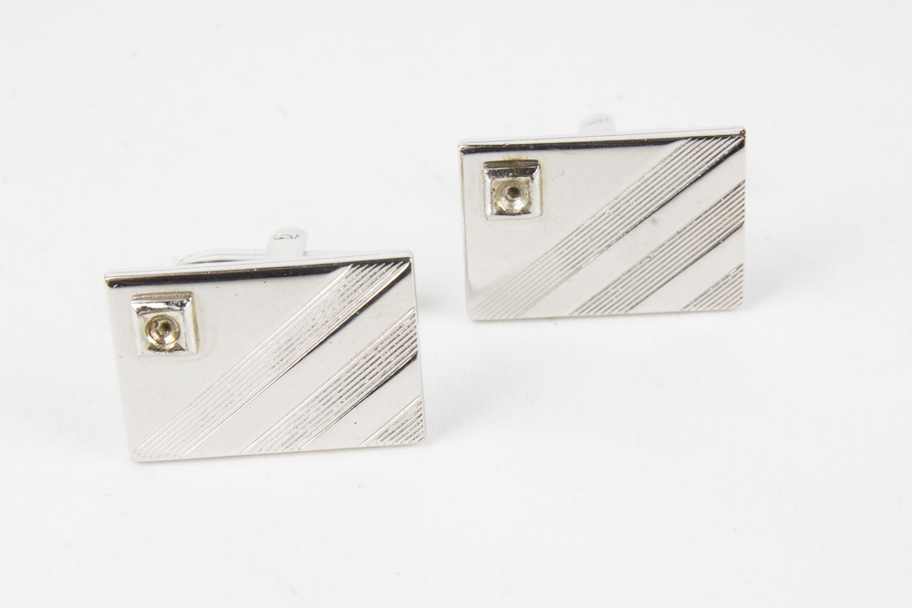 Collection of Cufflinks, Tie Clips, and Money Clip