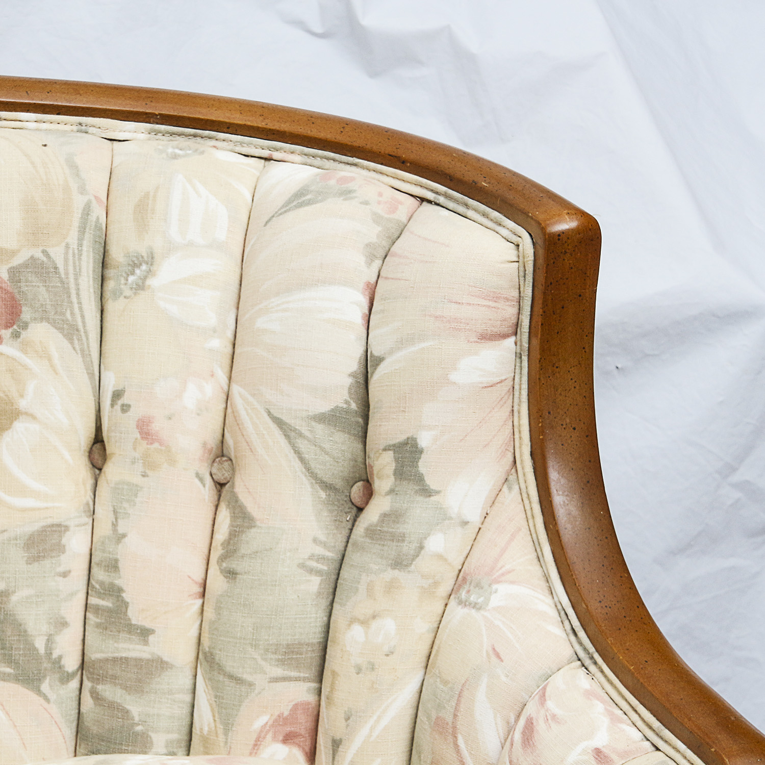Mid-Century Floral Upholstered Accent Chair