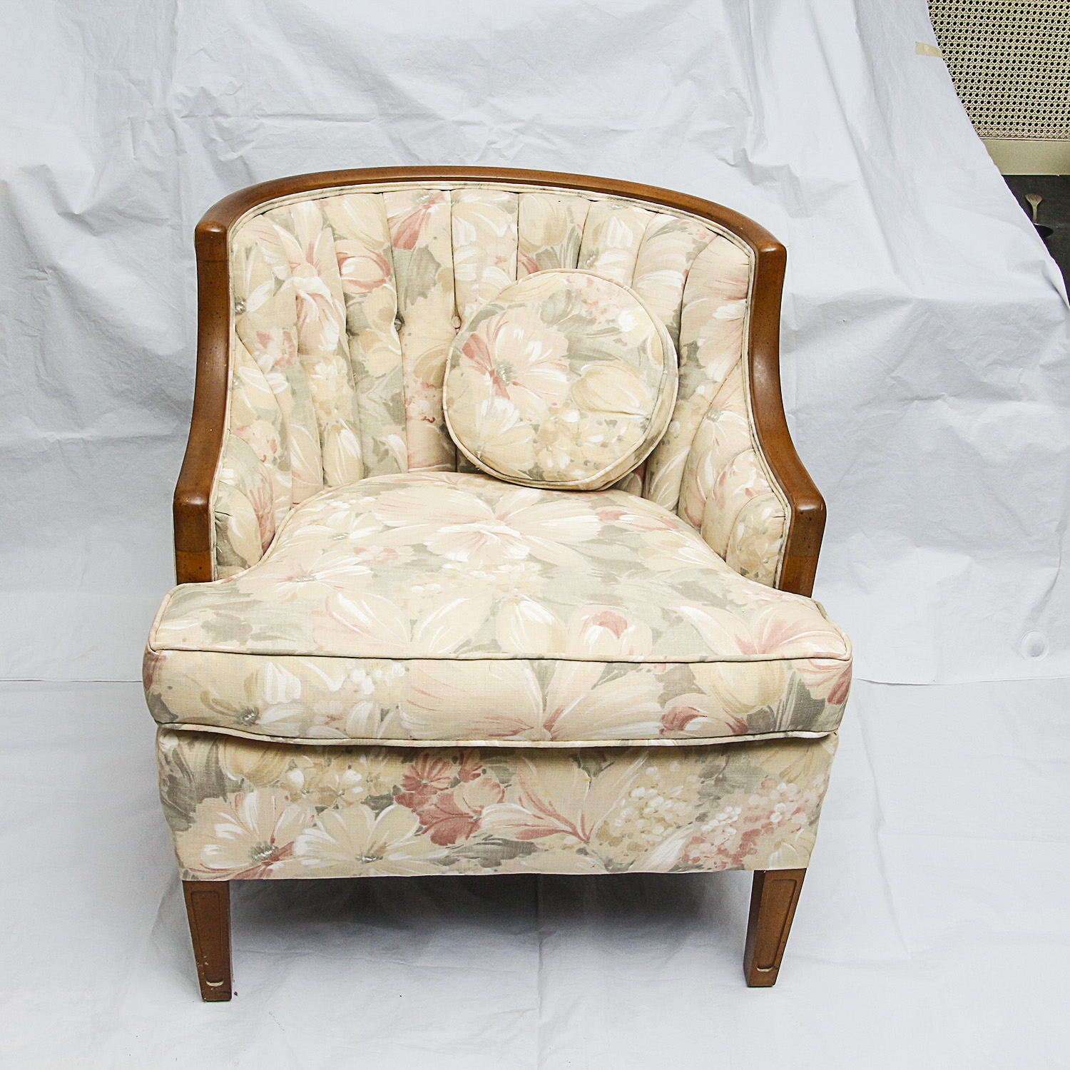 Mid-Century Floral Upholstered Accent Chair