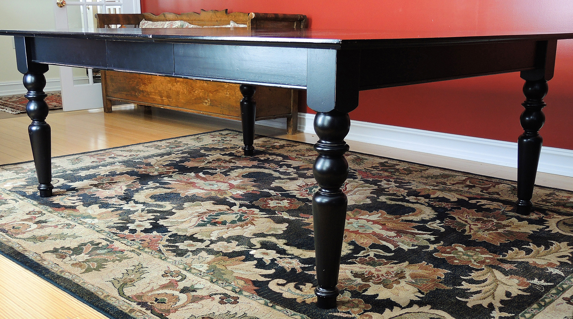 Large Black Pottery Barn Square Dining Table