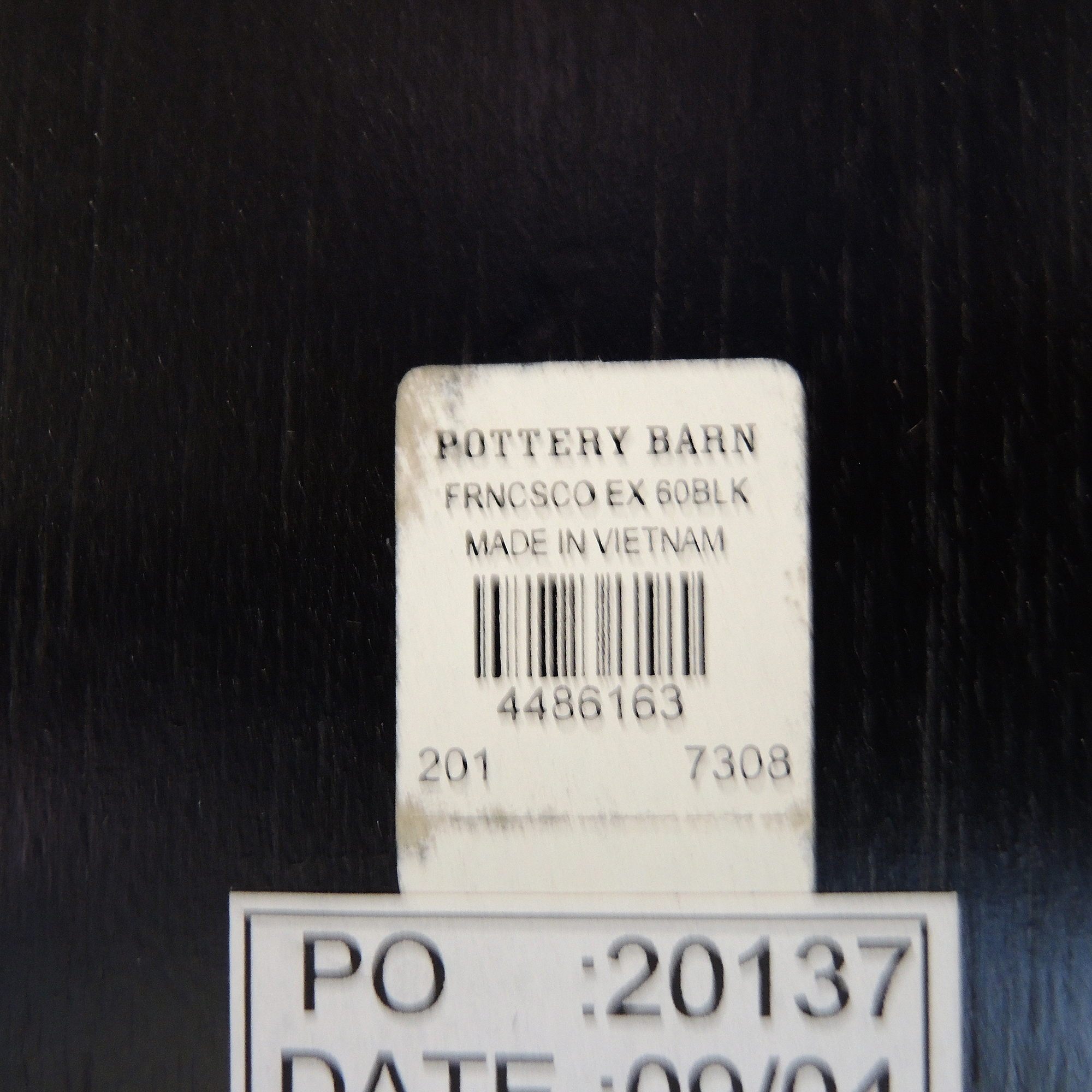 Large Black Pottery Barn Square Dining Table