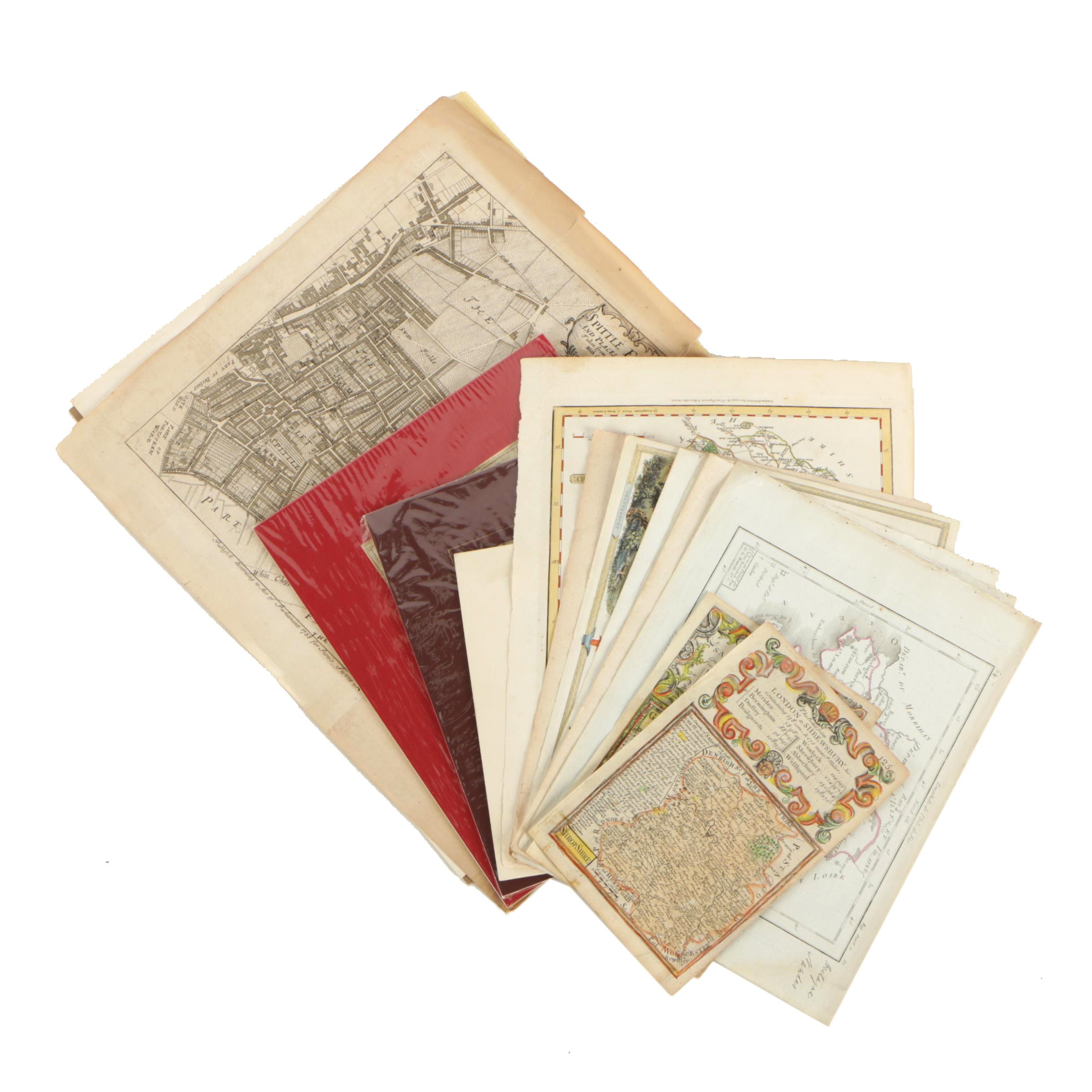 Antique Engraved Maps of Locations in France and England