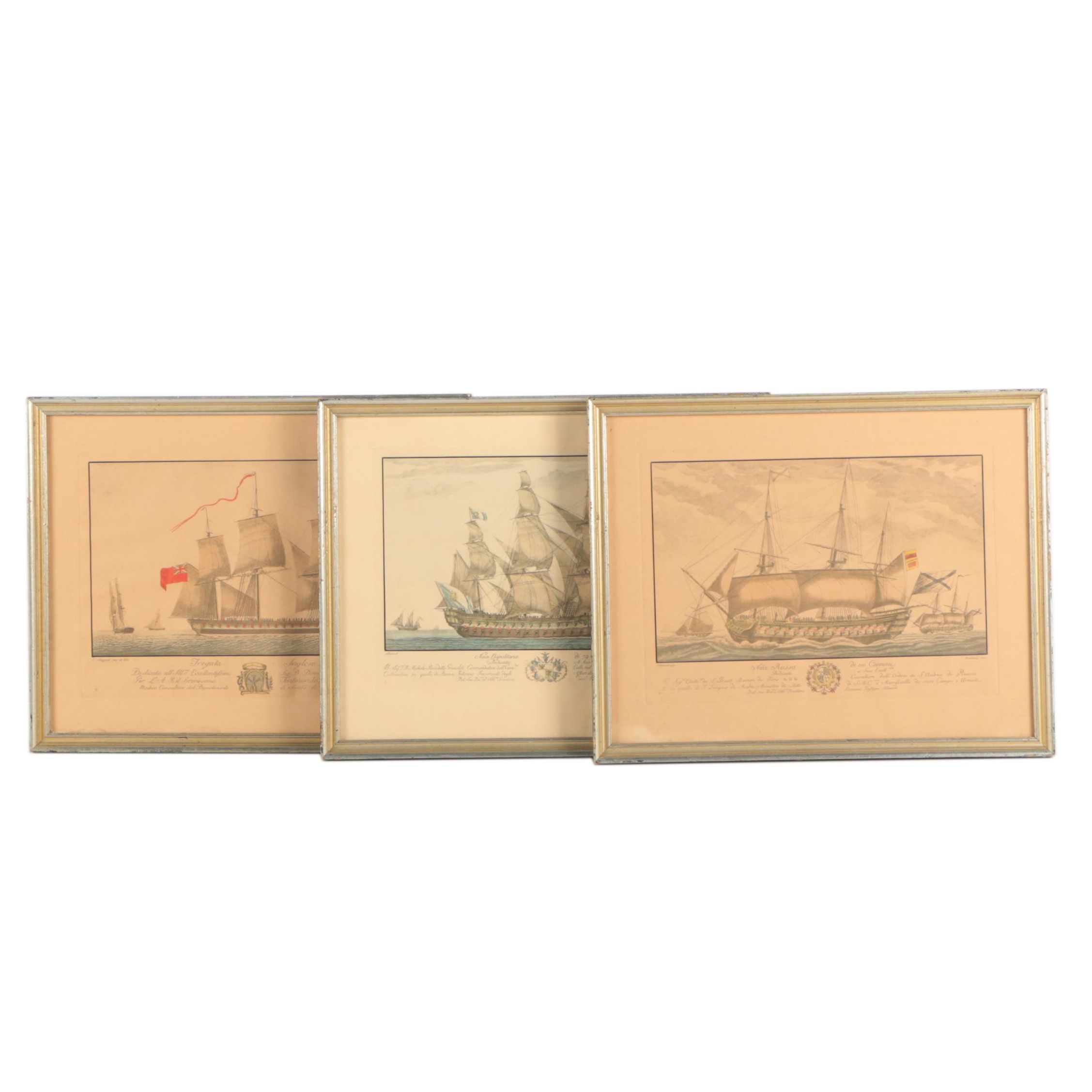 Hand-Colored Rotogravures of Ships