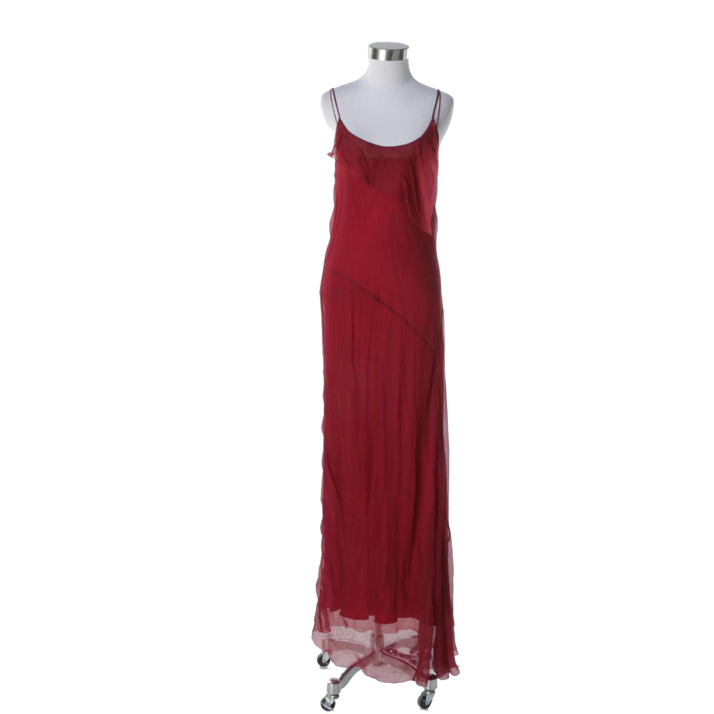 Max Studio Special Edition Red Silk Chiffon Sleeveless Gown