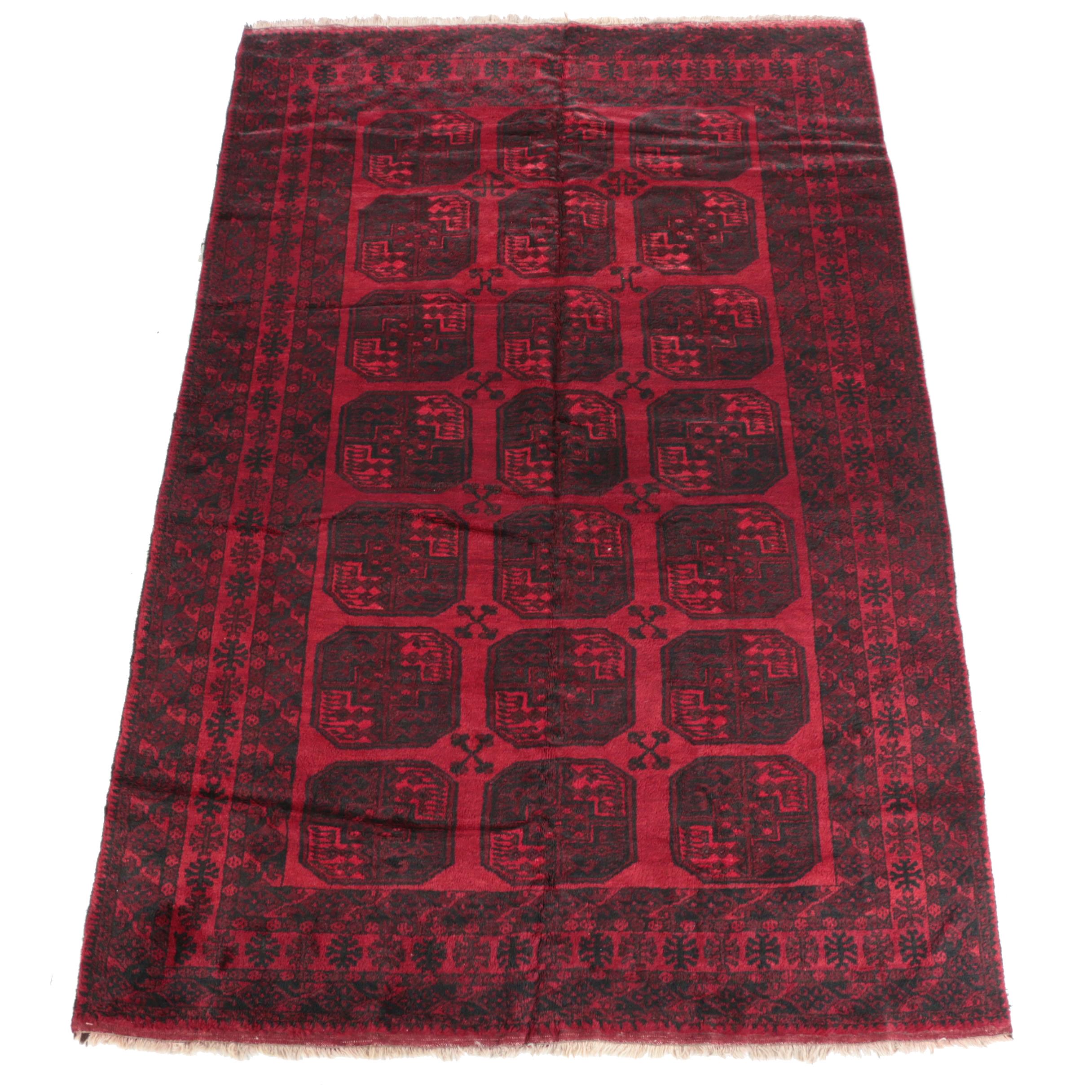 Hand-Knotted Turkmen Ersari Bohkara Style Wool Area Rug