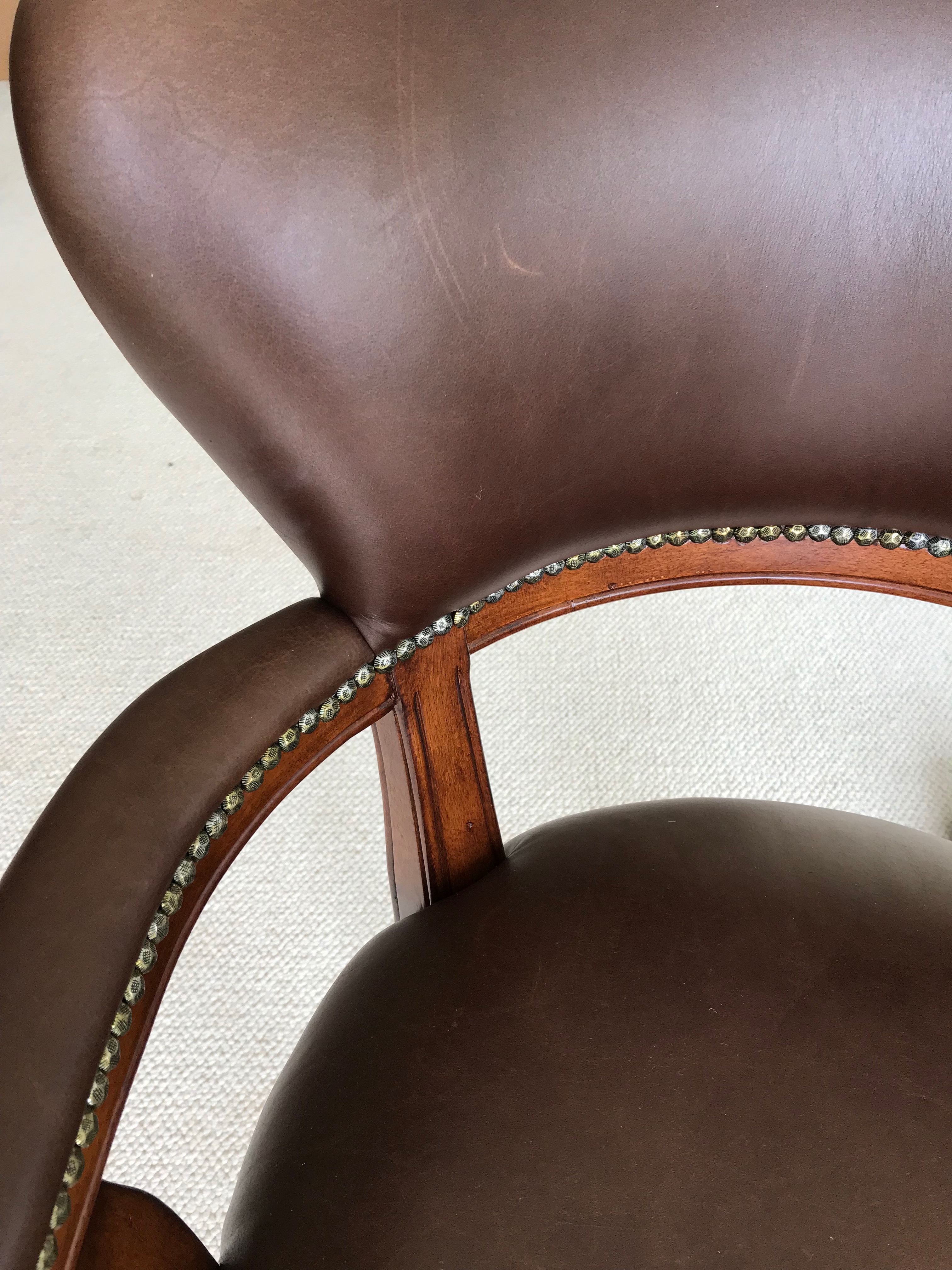 Frontgate Leather and Tapestry Upholstered Bar Chairs