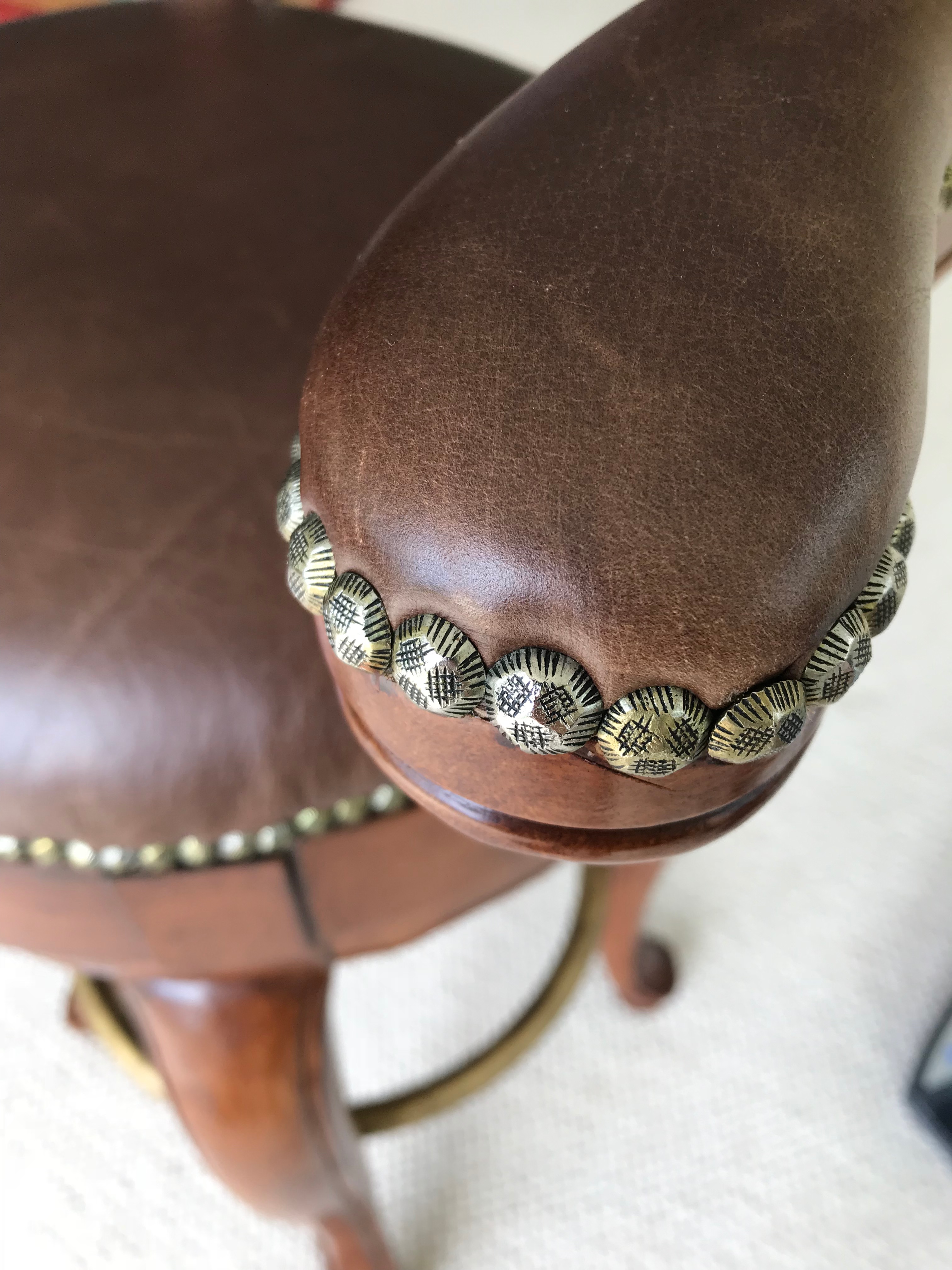 Frontgate Leather and Tapestry Upholstered Bar Chairs