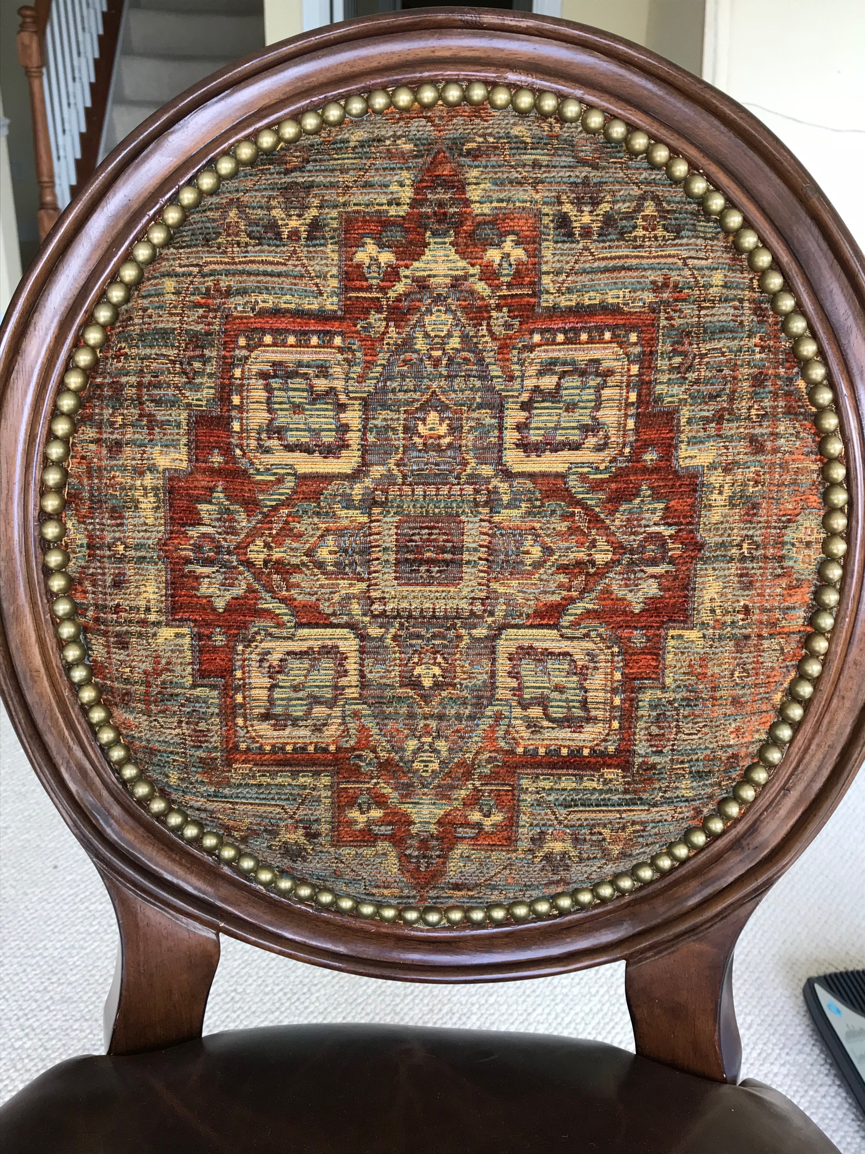 Frontgate Leather and Tapestry Upholstered Bar Chairs