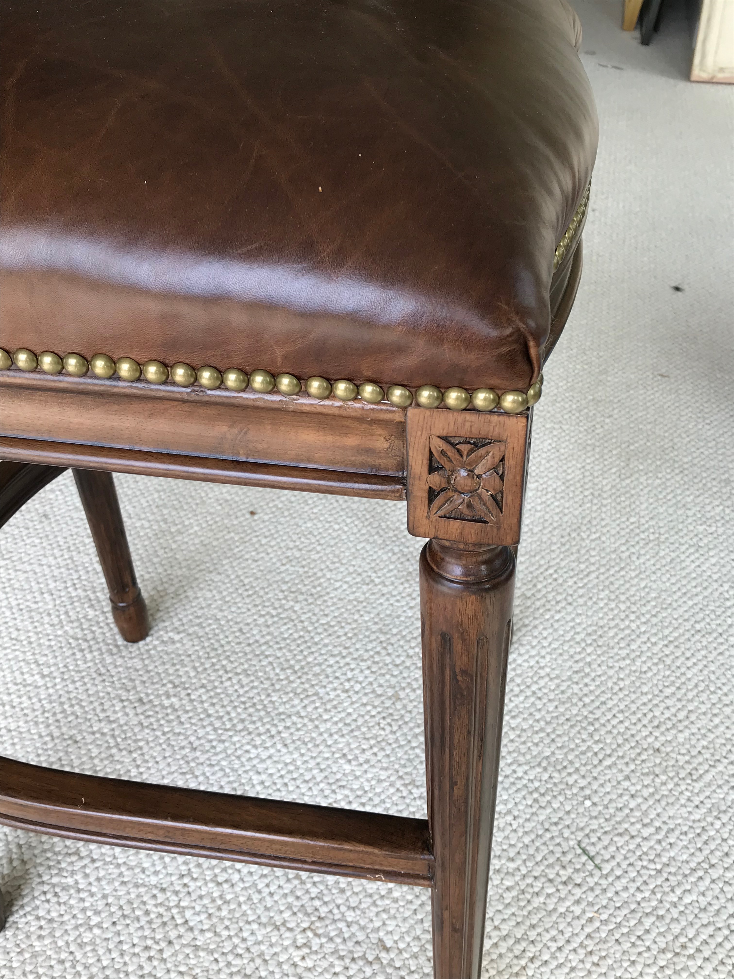 Frontgate Leather and Tapestry Upholstered Bar Chairs