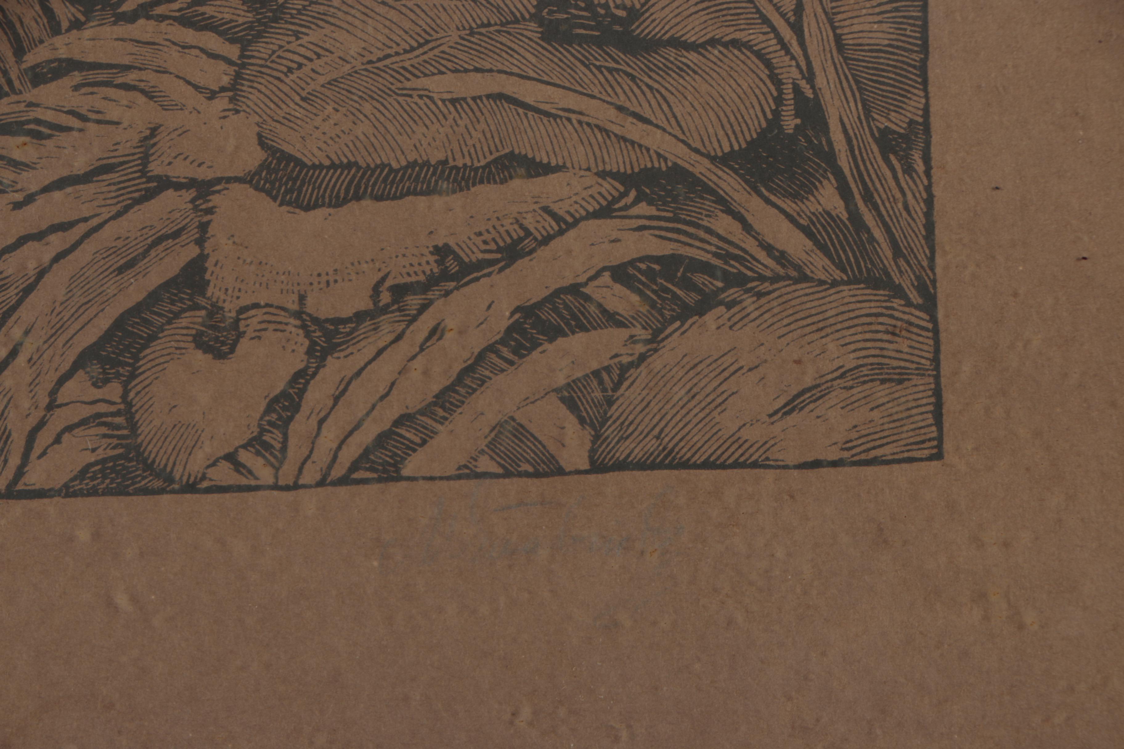 Woodcut Print After Maximilian Svabinsky "Zlatý Večer"