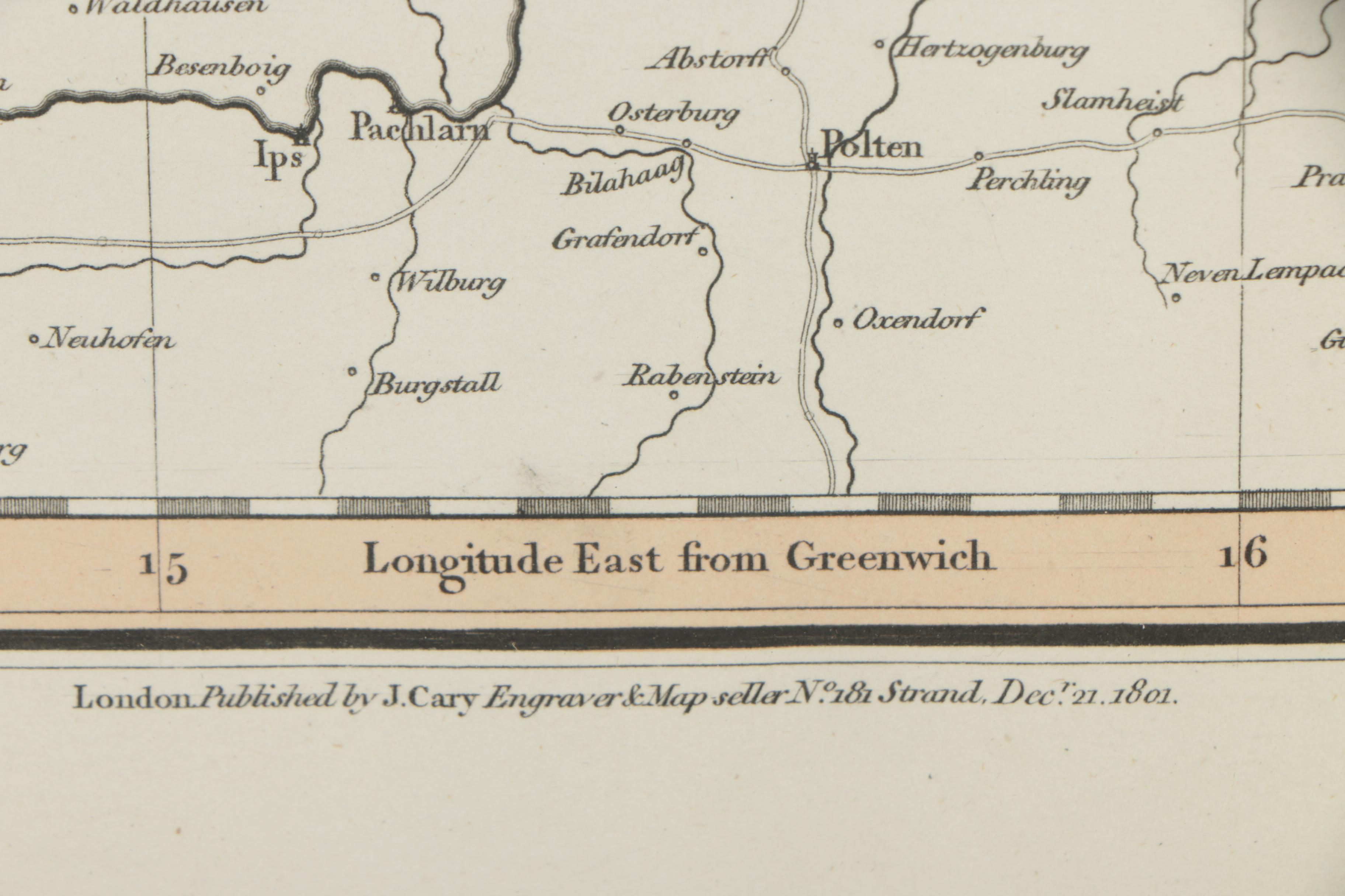 Antique Hand Colored Engraved Maps After J. Cary of Bohemia, Moravia and France