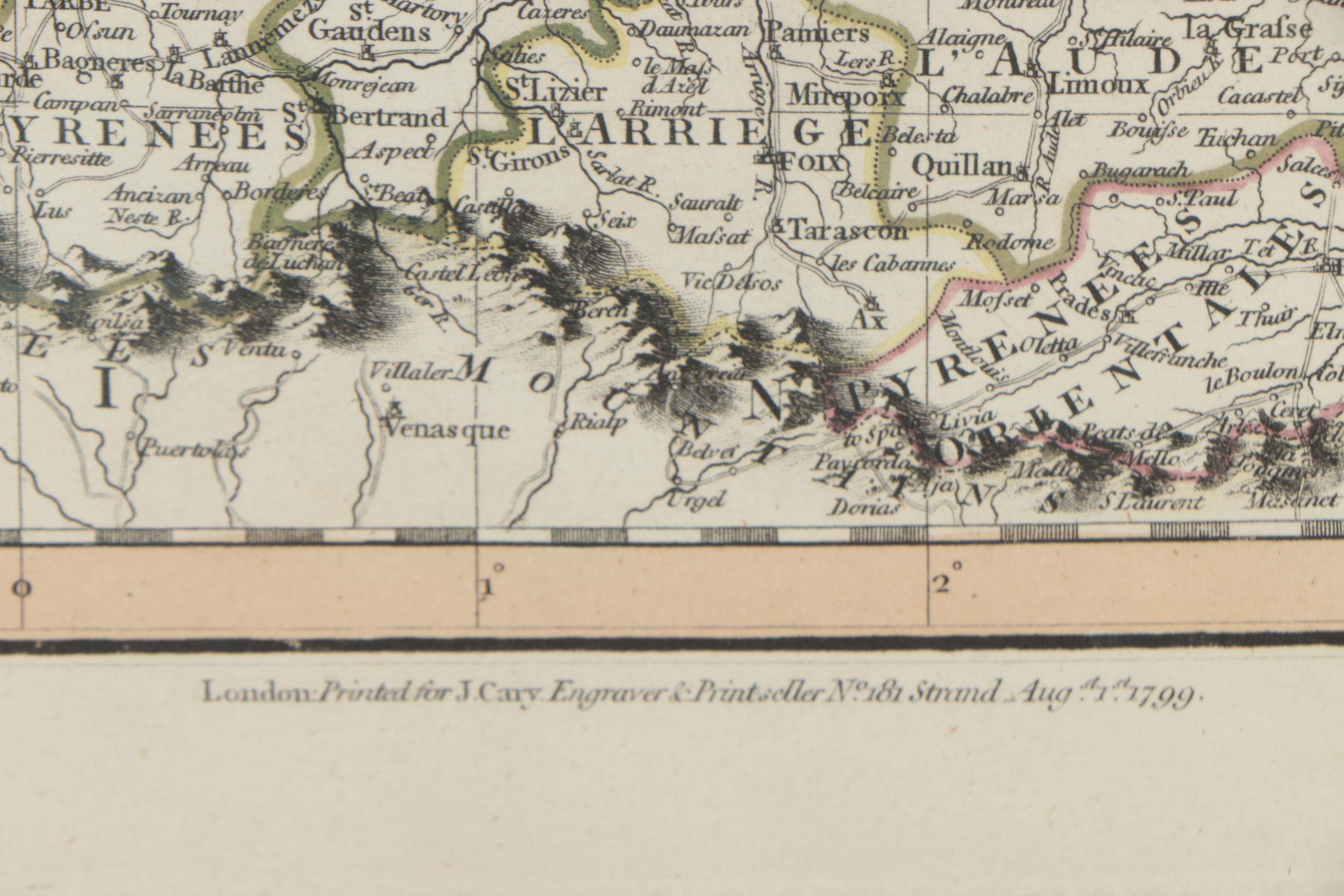 Antique Hand Colored Engraved Maps After J. Cary of Bohemia, Moravia and France